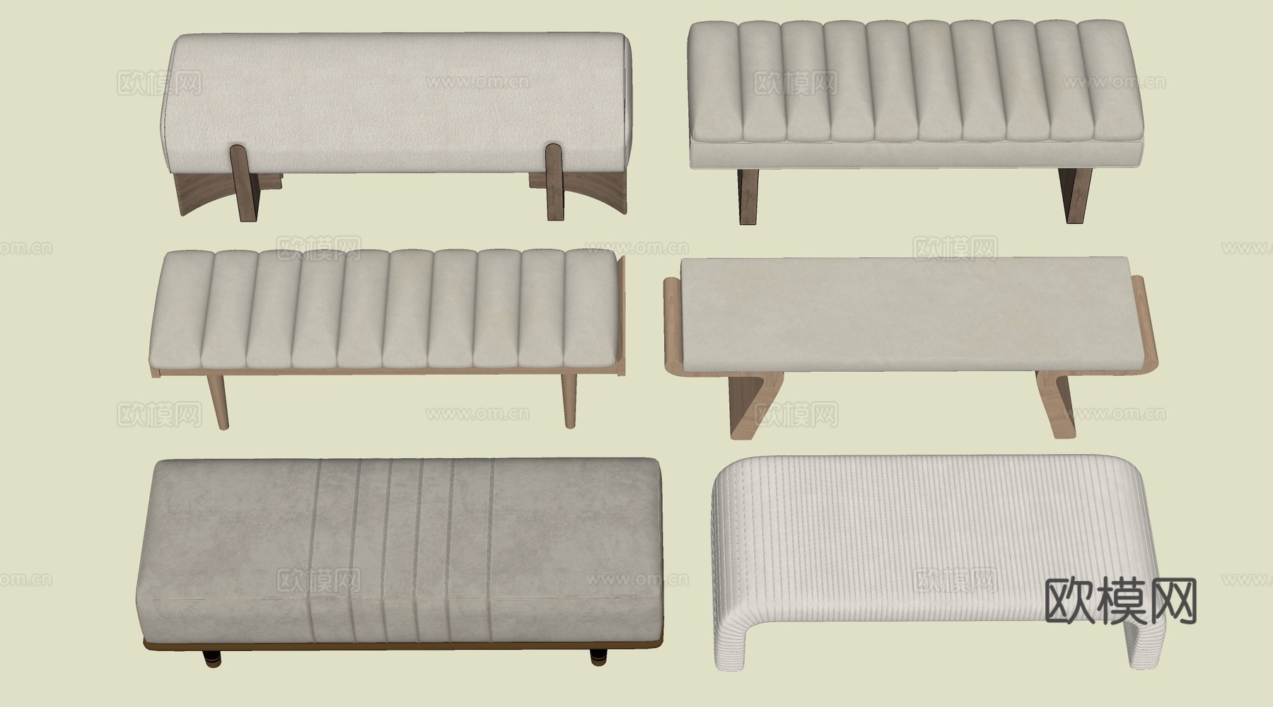 现代床尾凳 沙发凳su模型