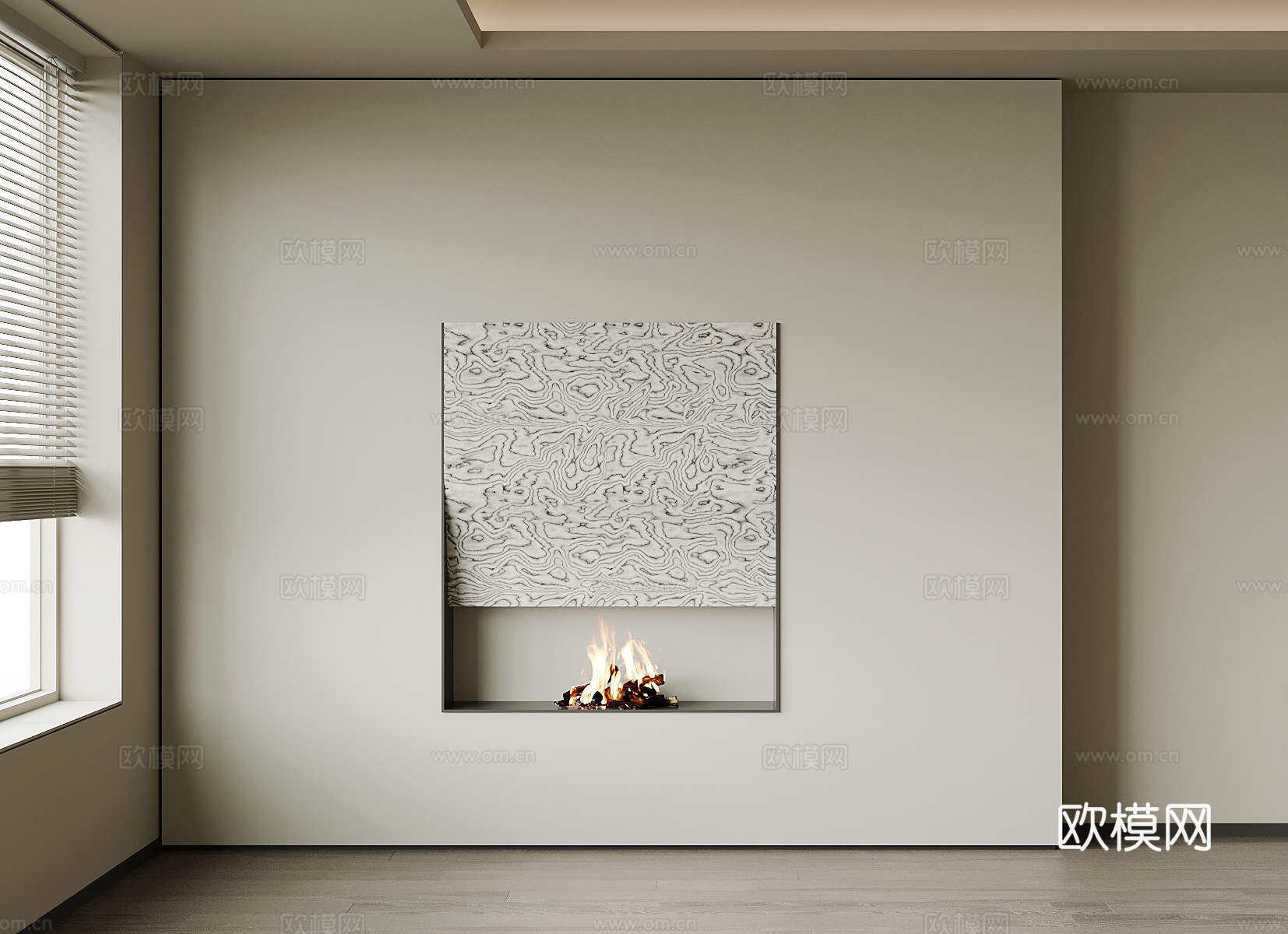 现代背景墙 壁炉 火炉su模型