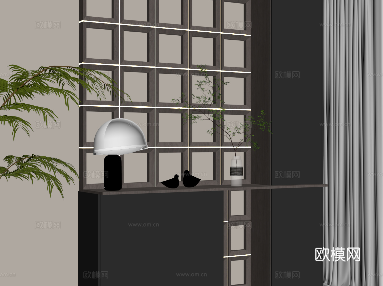 现代玄关柜 装饰柜su模型