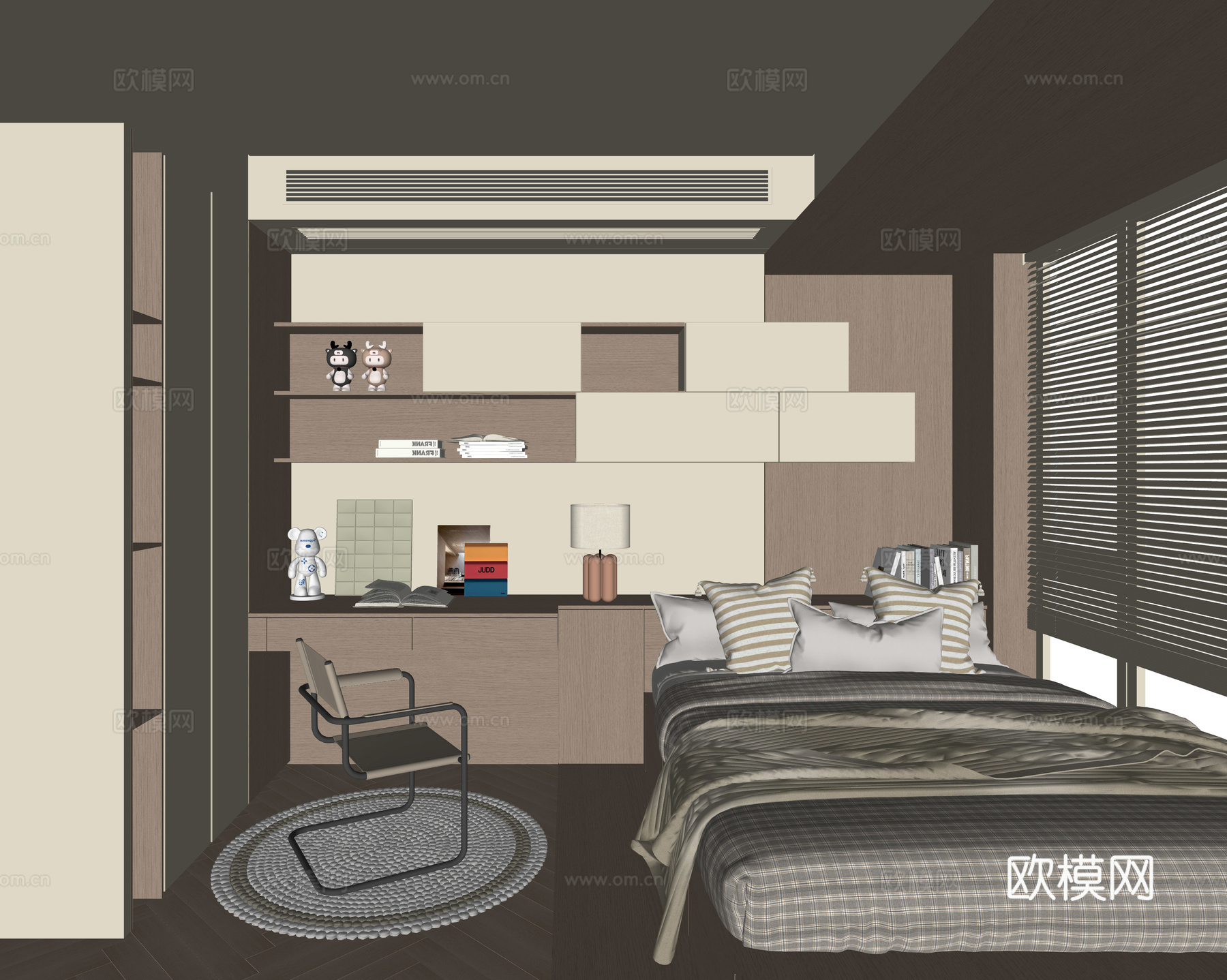 现代榻榻米卧室su模型