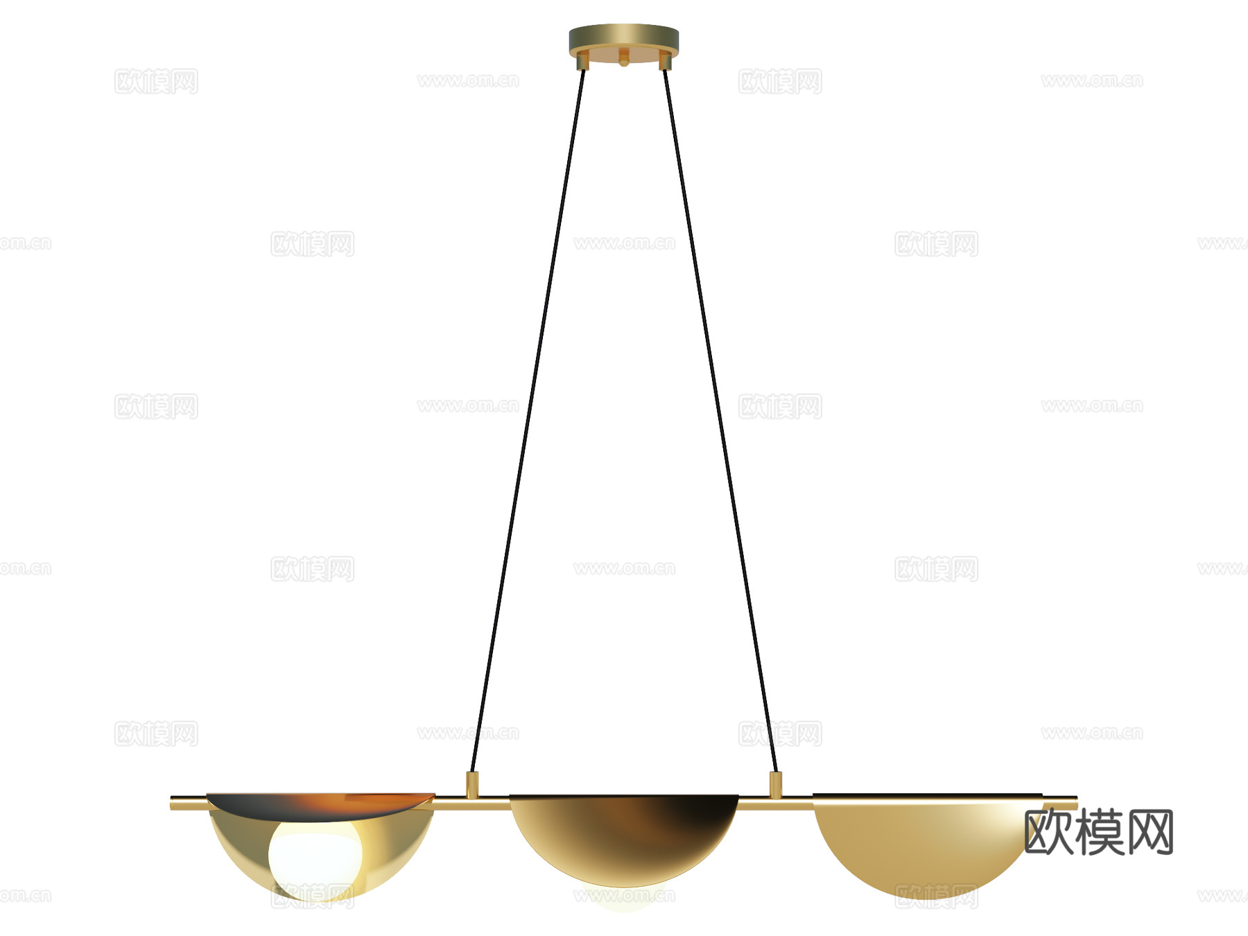 吊灯 金属吊灯 装饰灯具su模型下载（渲染图1）
