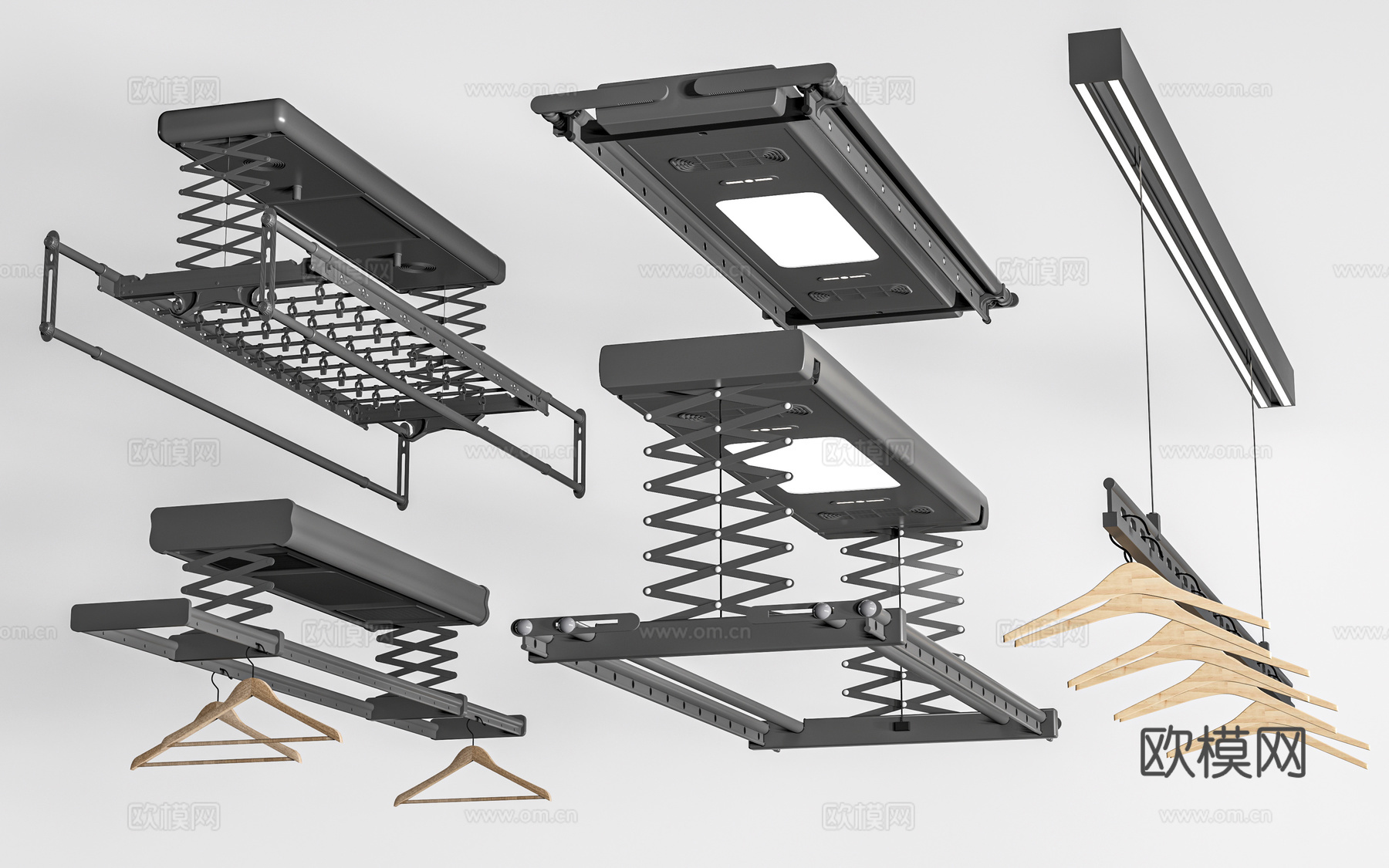 现代电动晾衣架 折叠晾衣架su模型