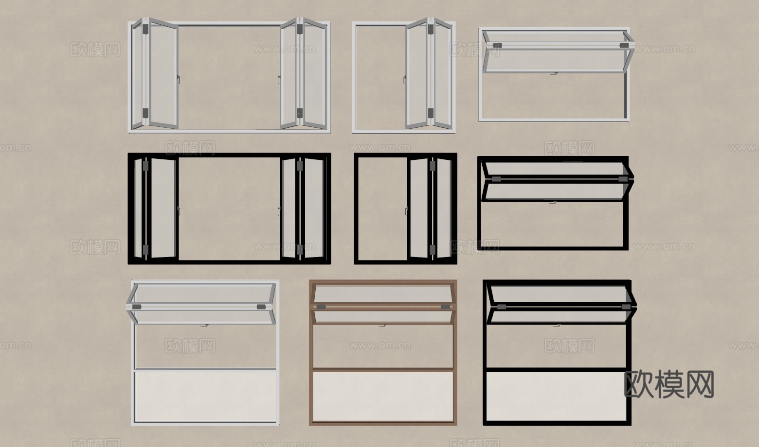 现代折叠窗su模型