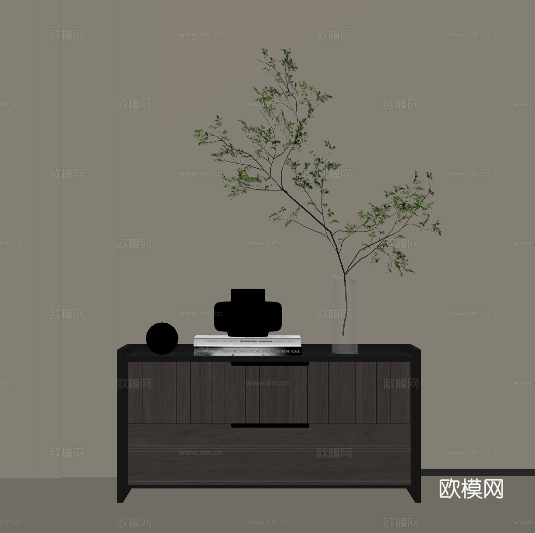 现代意式床头柜su模型