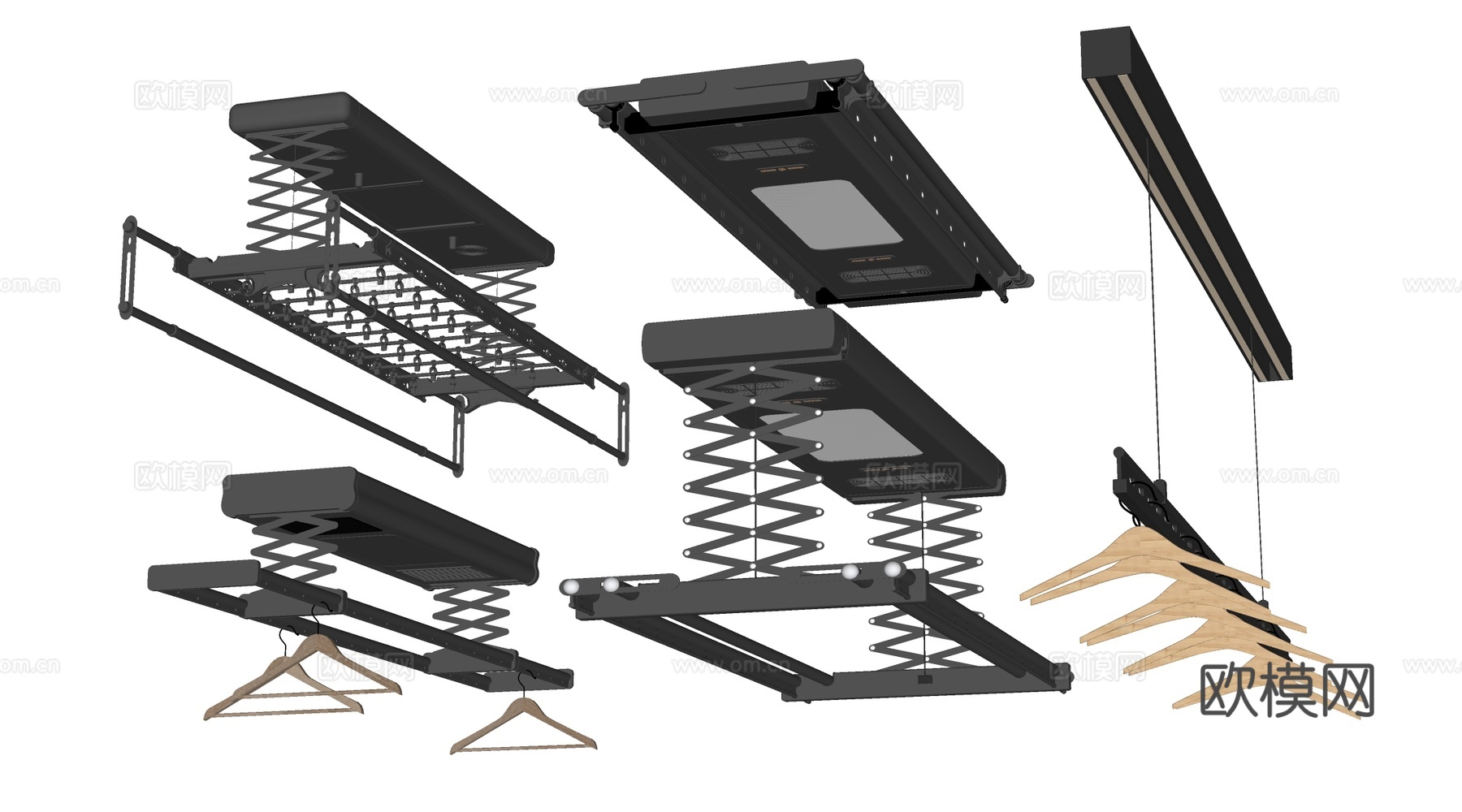 现代电动晾衣架 折叠晾衣架su模型