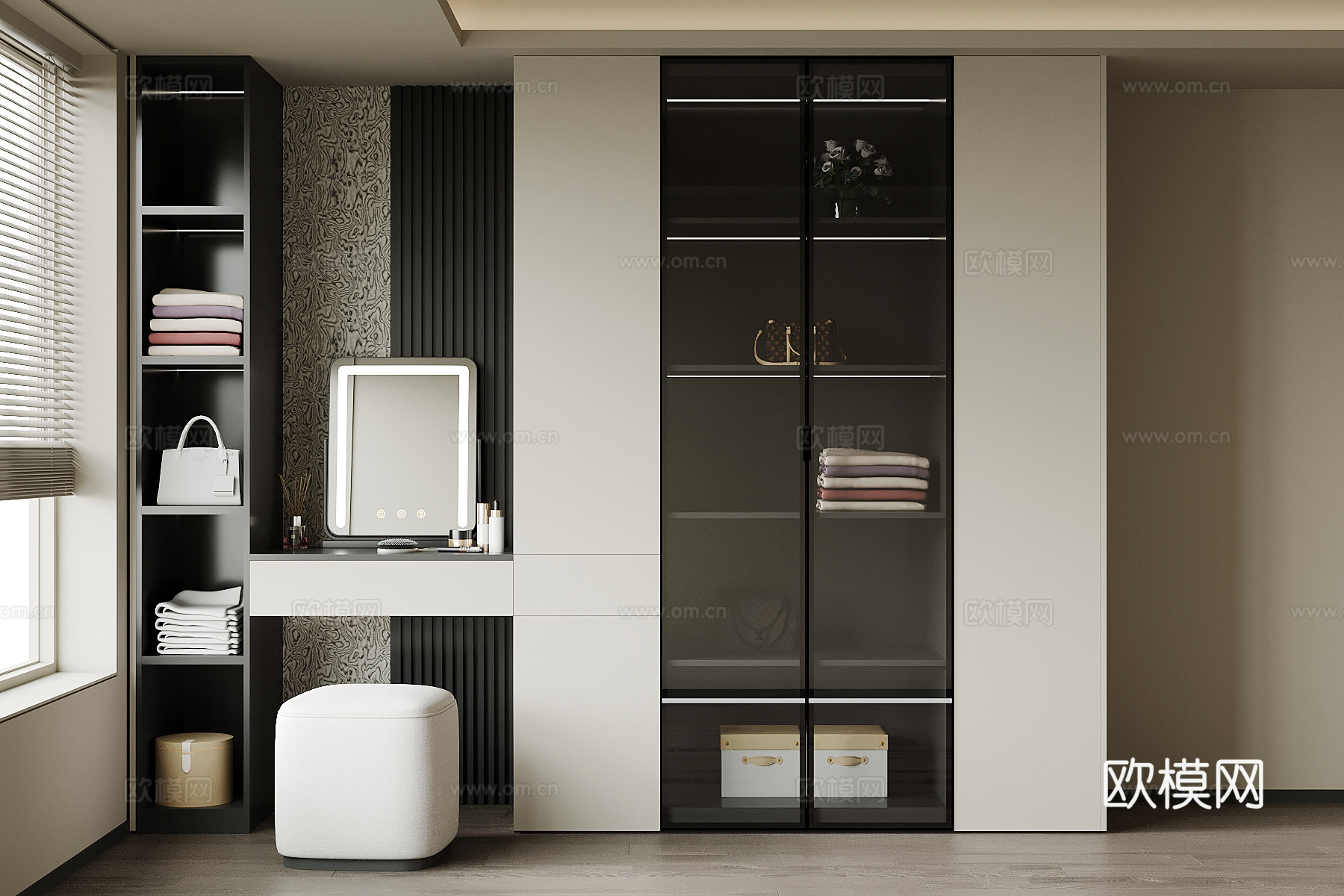 现代衣柜 梳妆台su模型