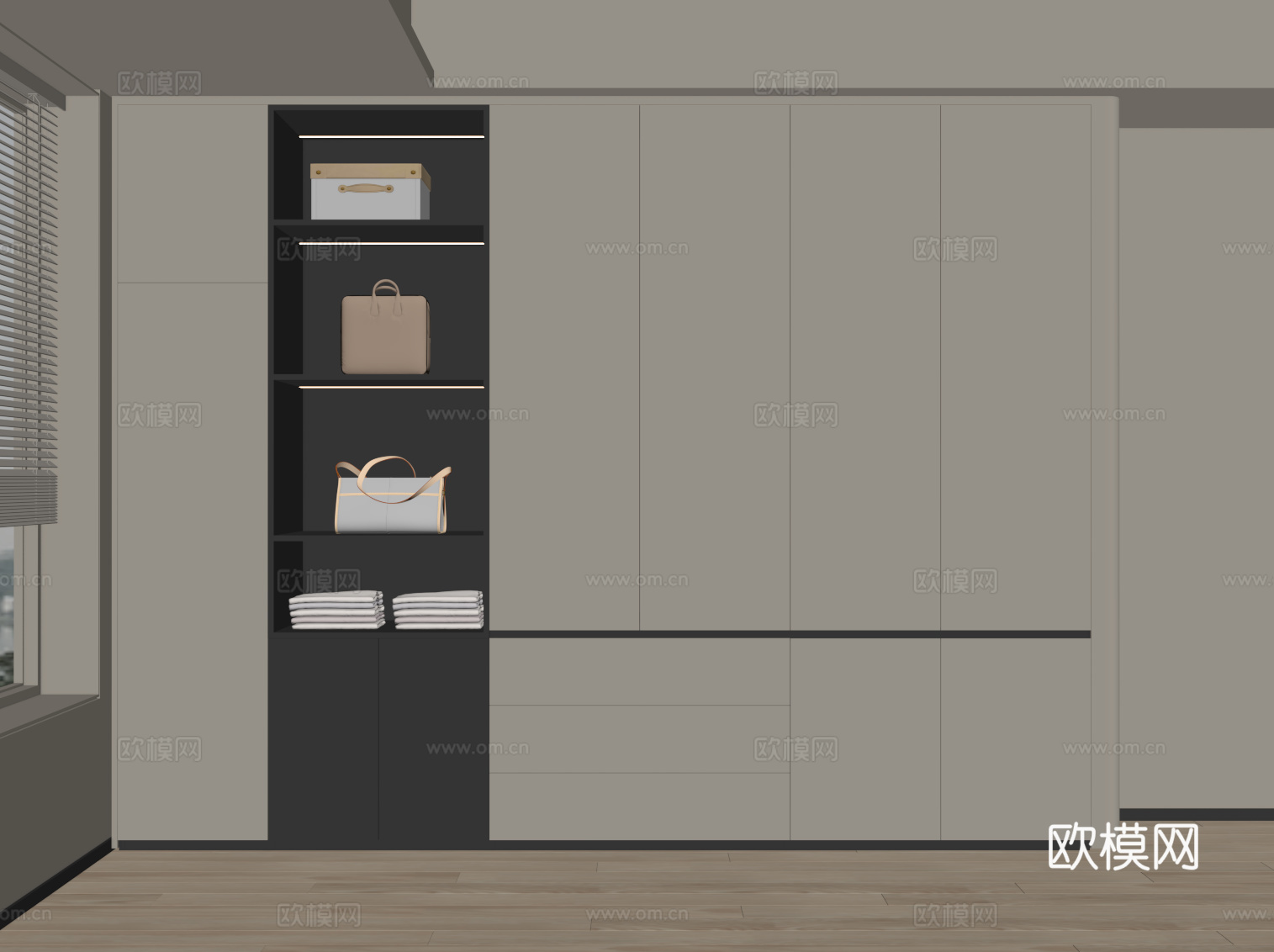 现代衣柜 通顶柜su模型