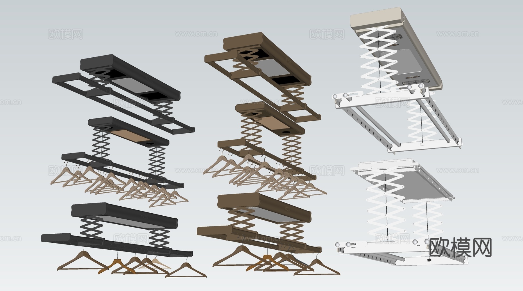 现代电动晾衣架 折叠晾衣架su模型