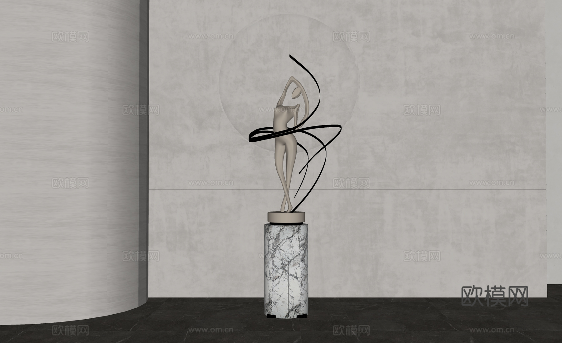 现代雕塑 人形雕塑 摆件su模型