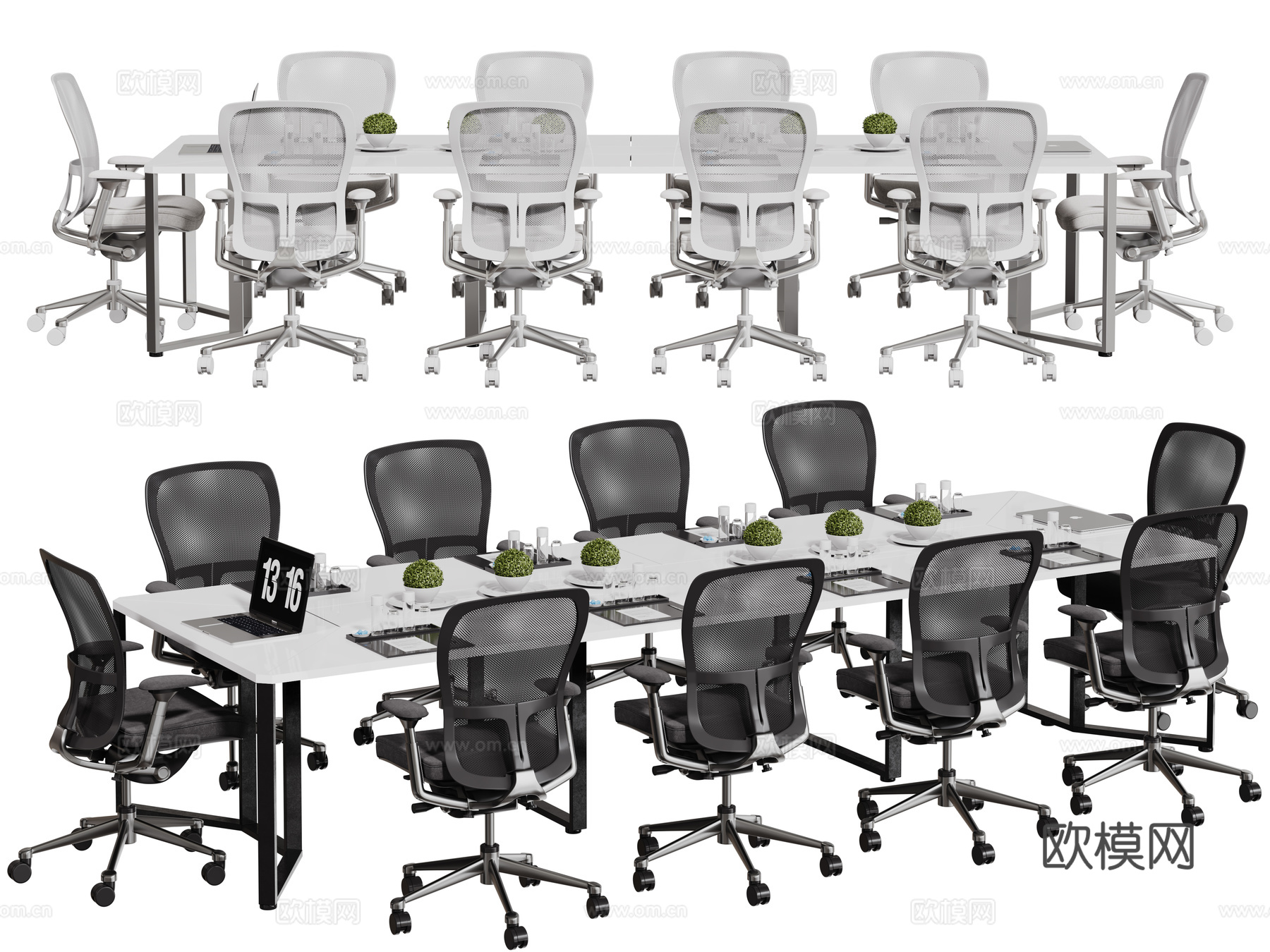 现代会议桌椅 洽谈桌椅 办公桌椅su模型