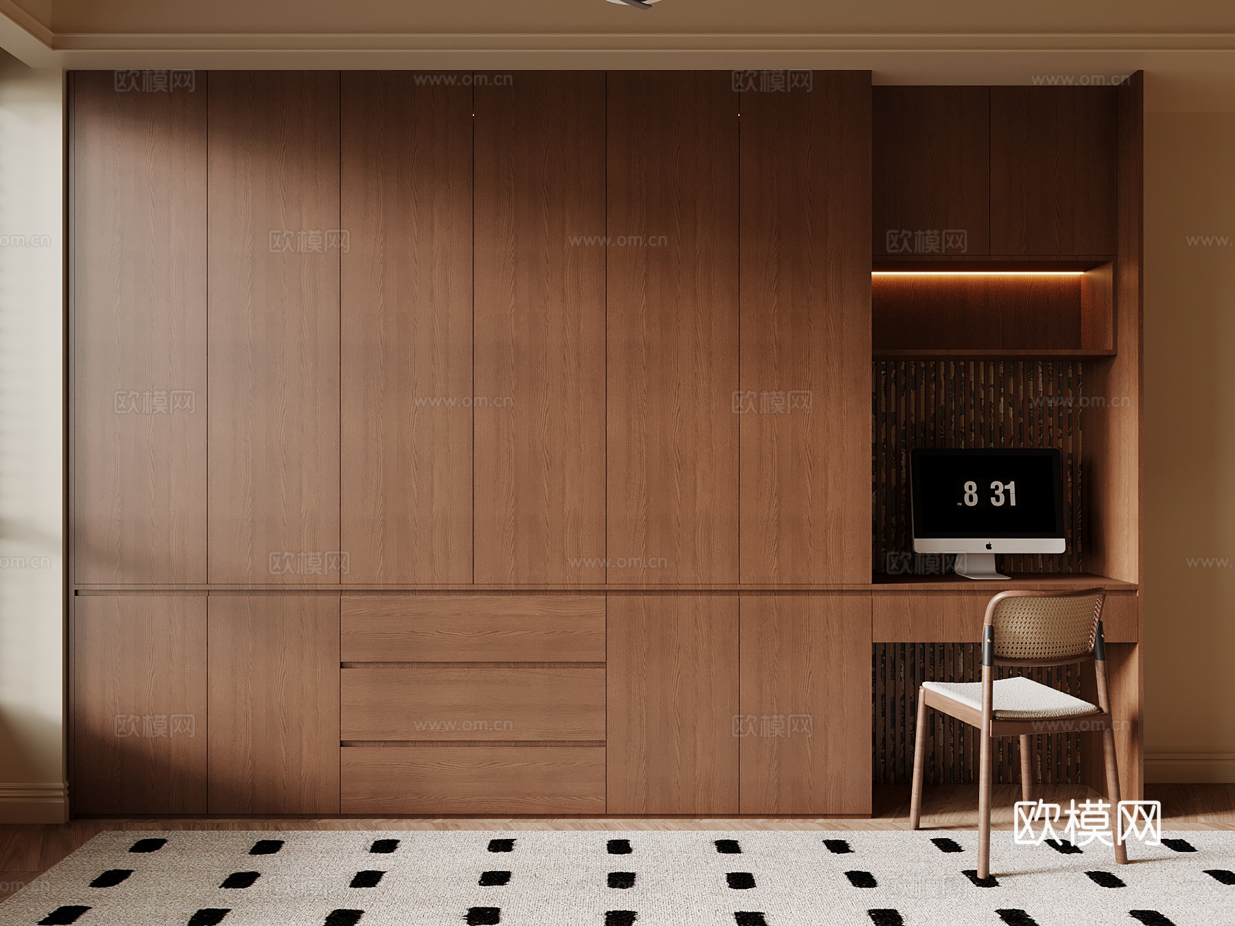 中古风书柜su模型