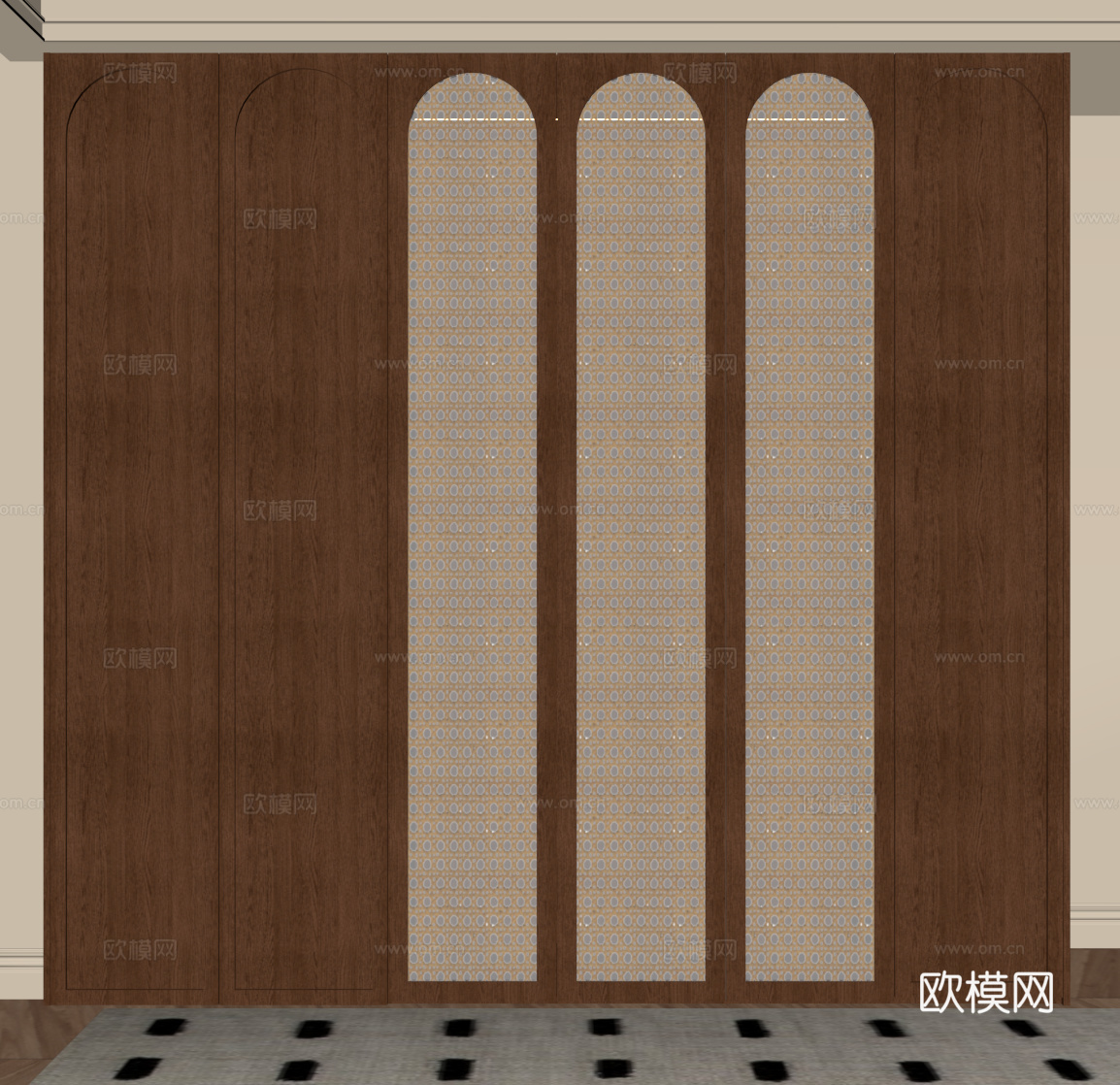 中古风书柜su模型