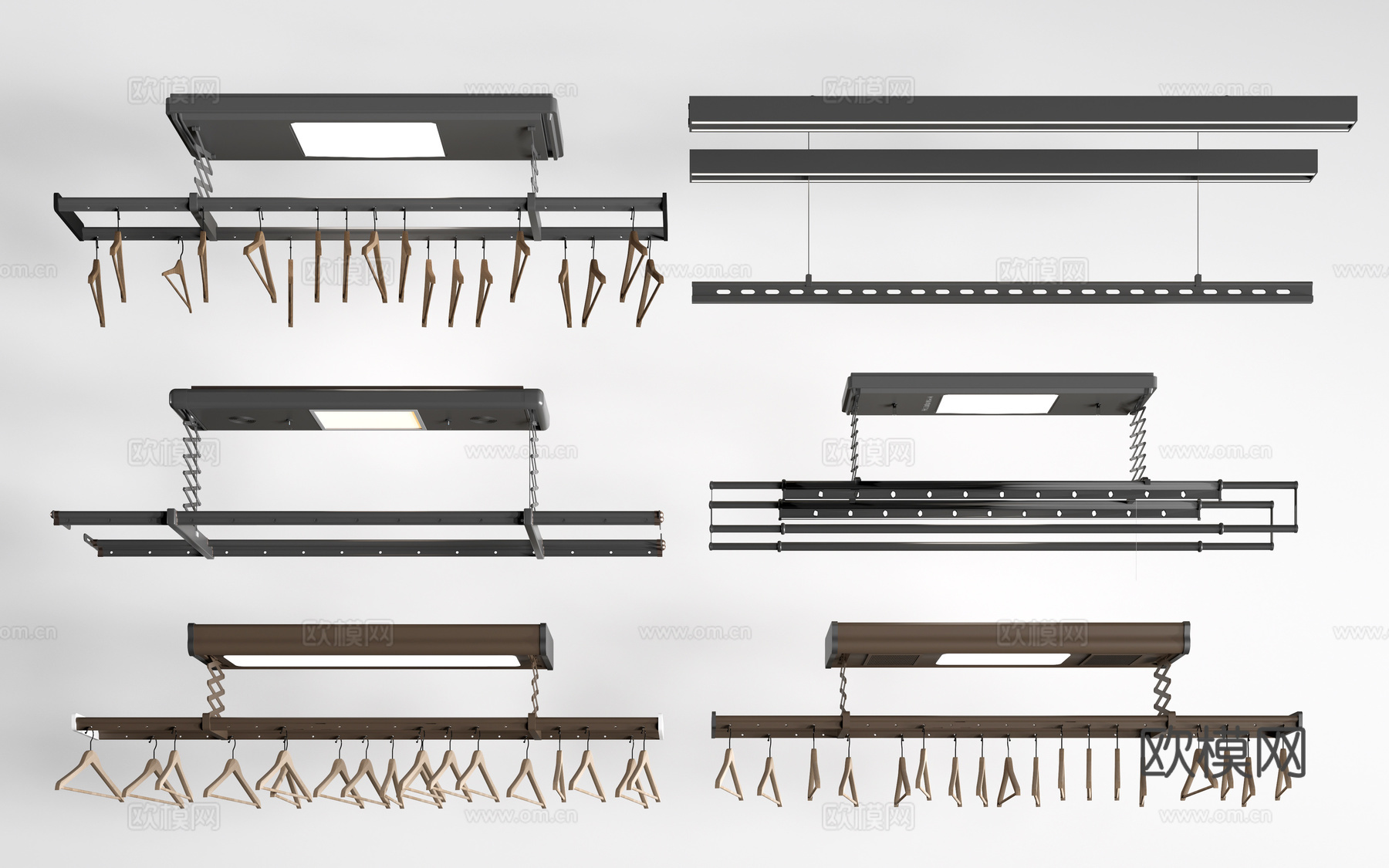 现代电动晾衣架 折叠晾衣架su模型