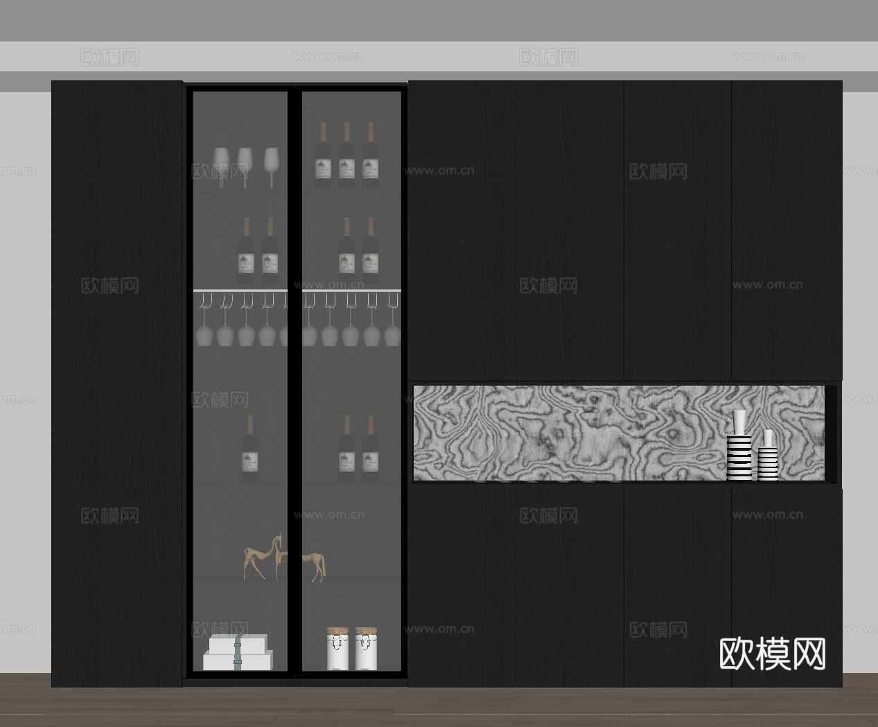 现代意式酒柜 餐边柜su模型下载（渲染图2）