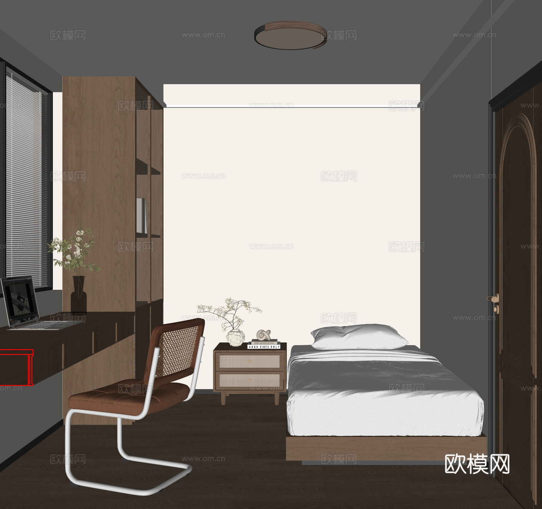 中古风卧室su模型