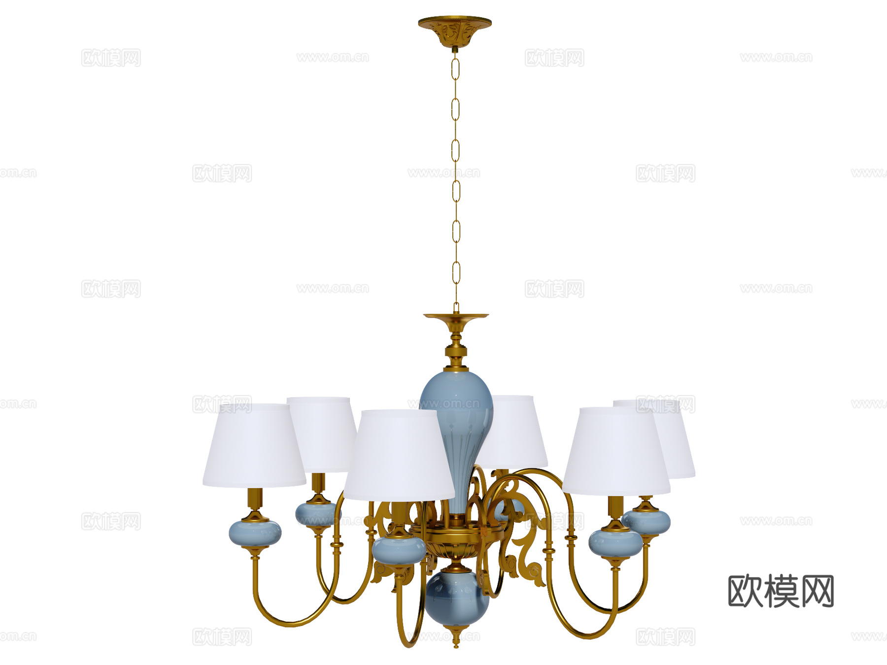 吊灯 金属吊灯 装饰灯具su模型下载（渲染图1）