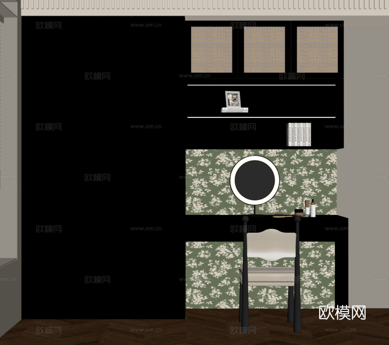 法式书柜 衣柜su模型