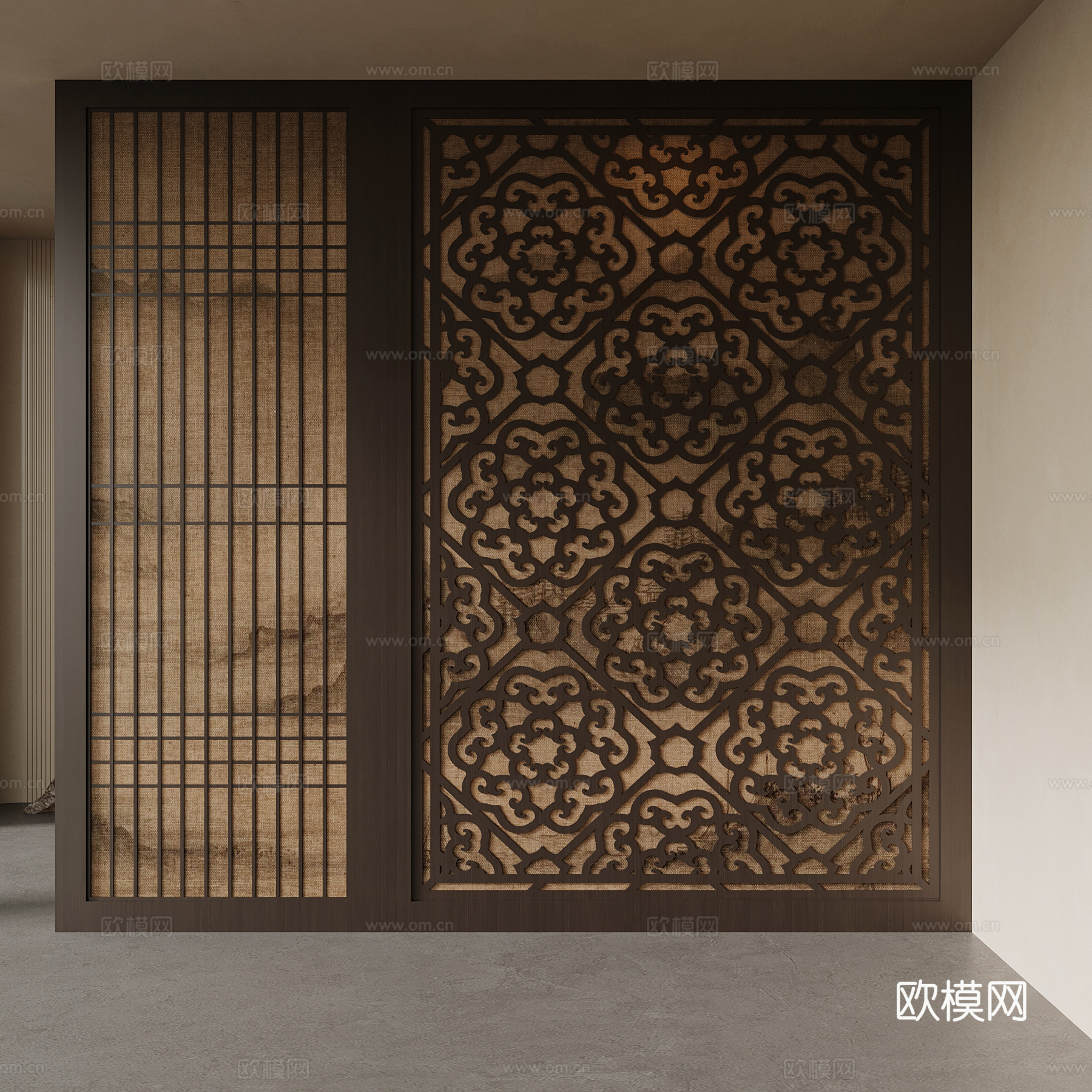 新中式隔断su模型