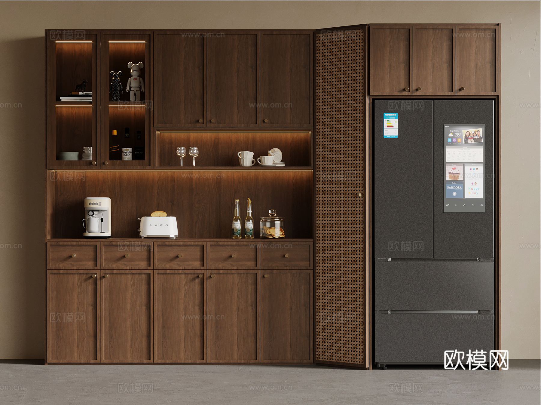 中古风酒柜 餐边柜su模型