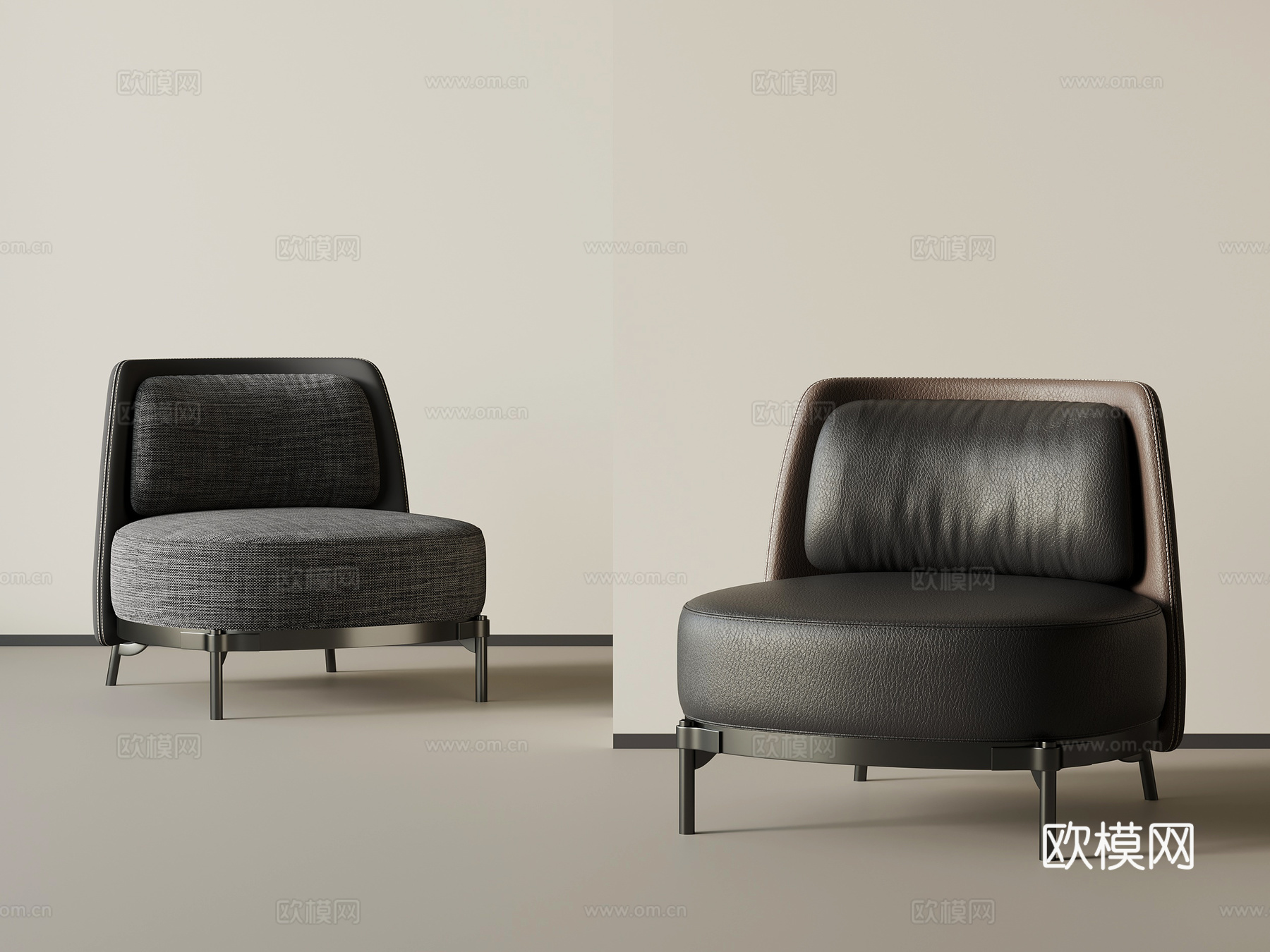 现代意式单人沙发 休闲沙发su模型