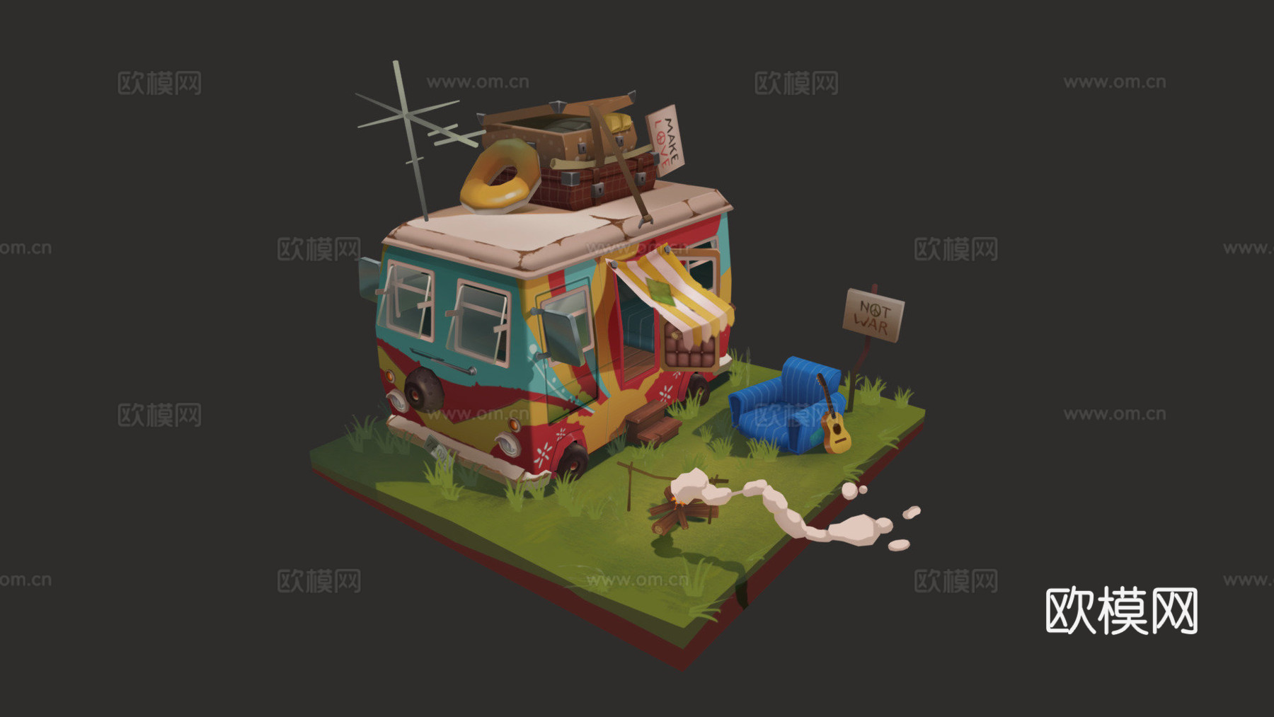 嬉皮士营地3d模型下载（渲染图1）