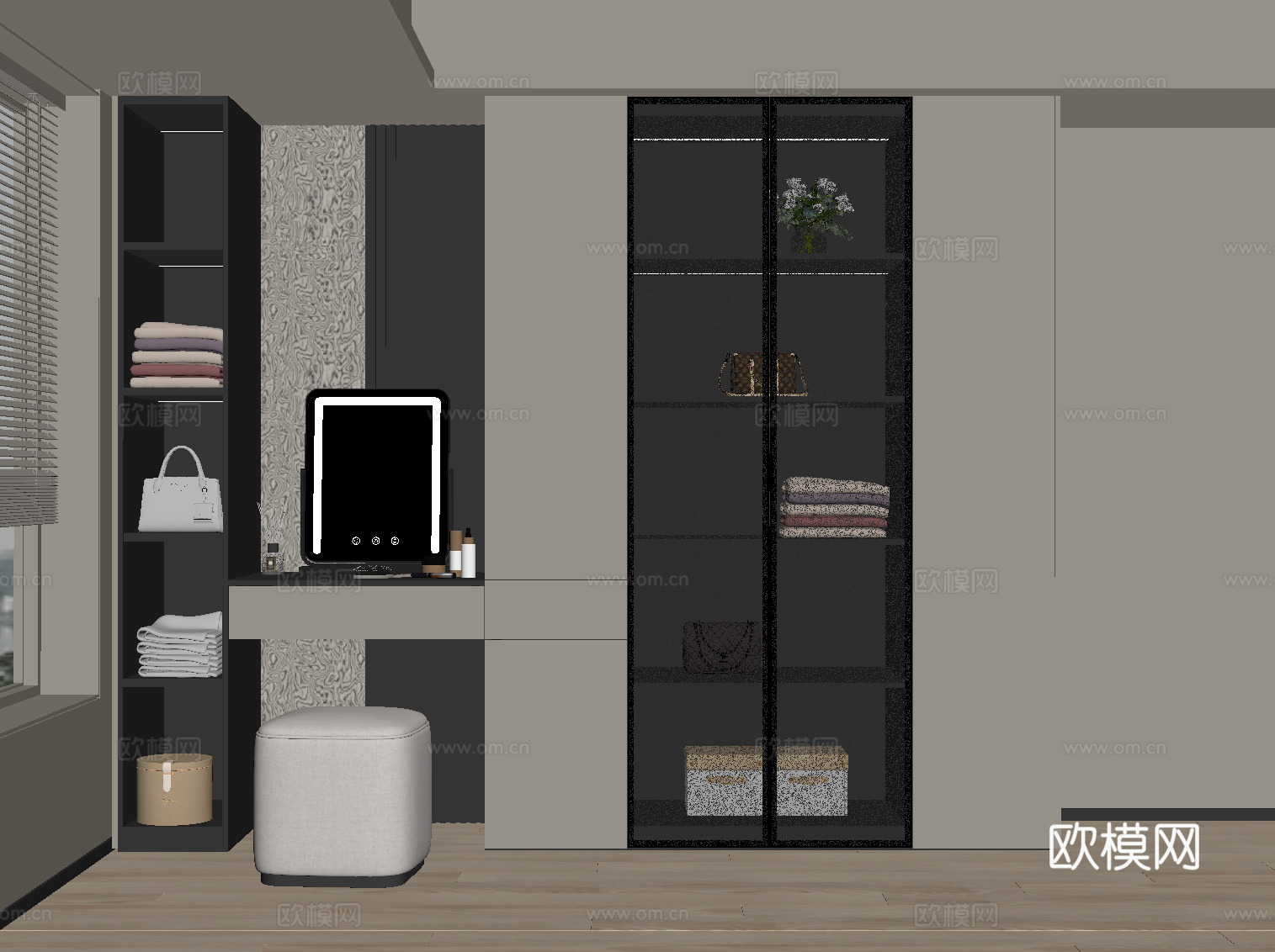 现代衣柜 梳妆台su模型