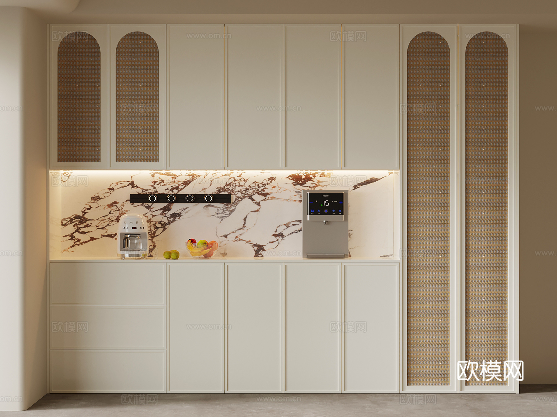 奶油风餐边柜su模型