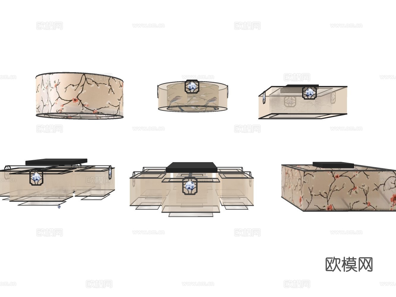 中式吊灯su模型