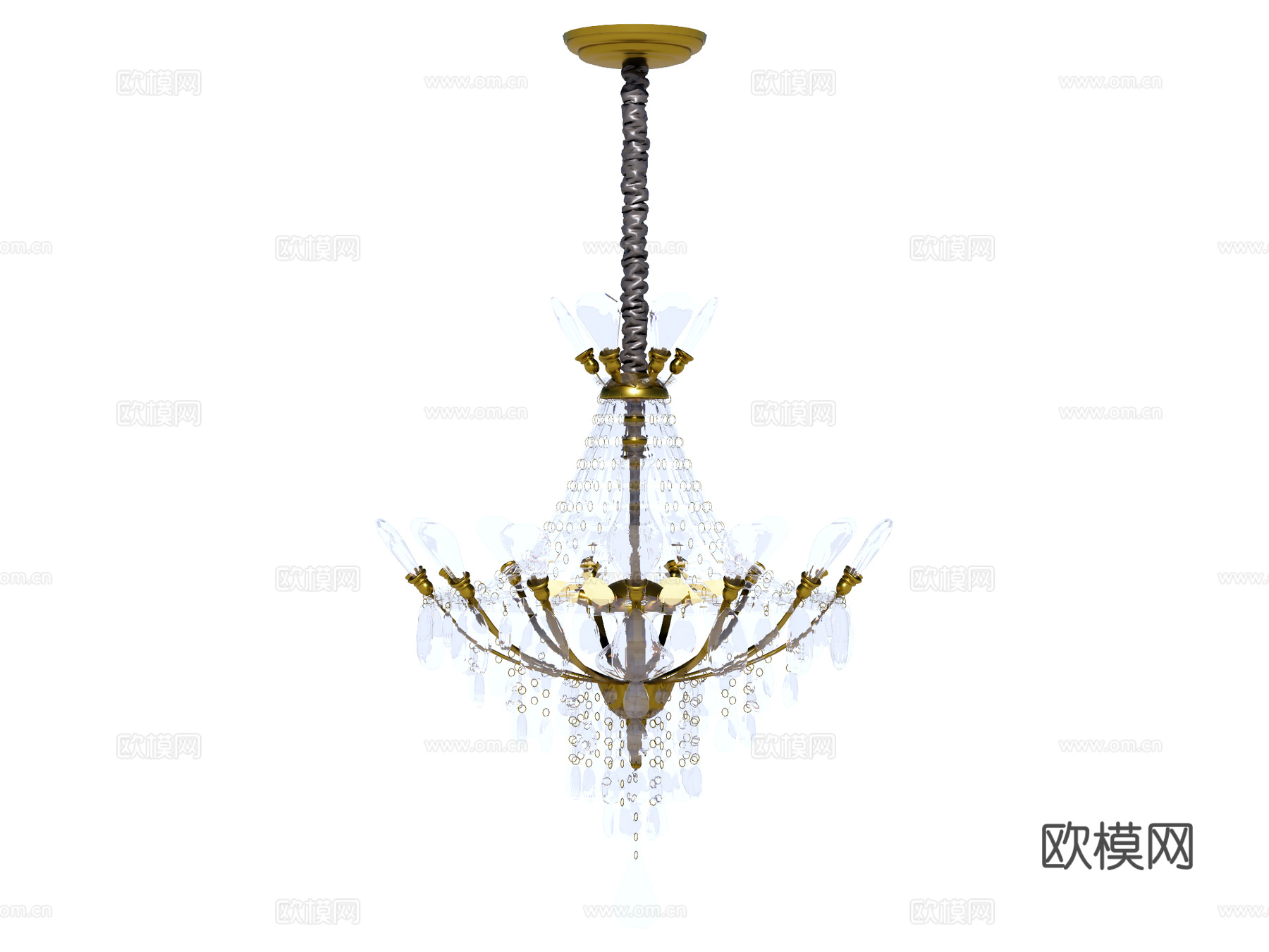 吊灯 水晶吊灯 金属吊灯 装饰灯具su模型下载（渲染图1）