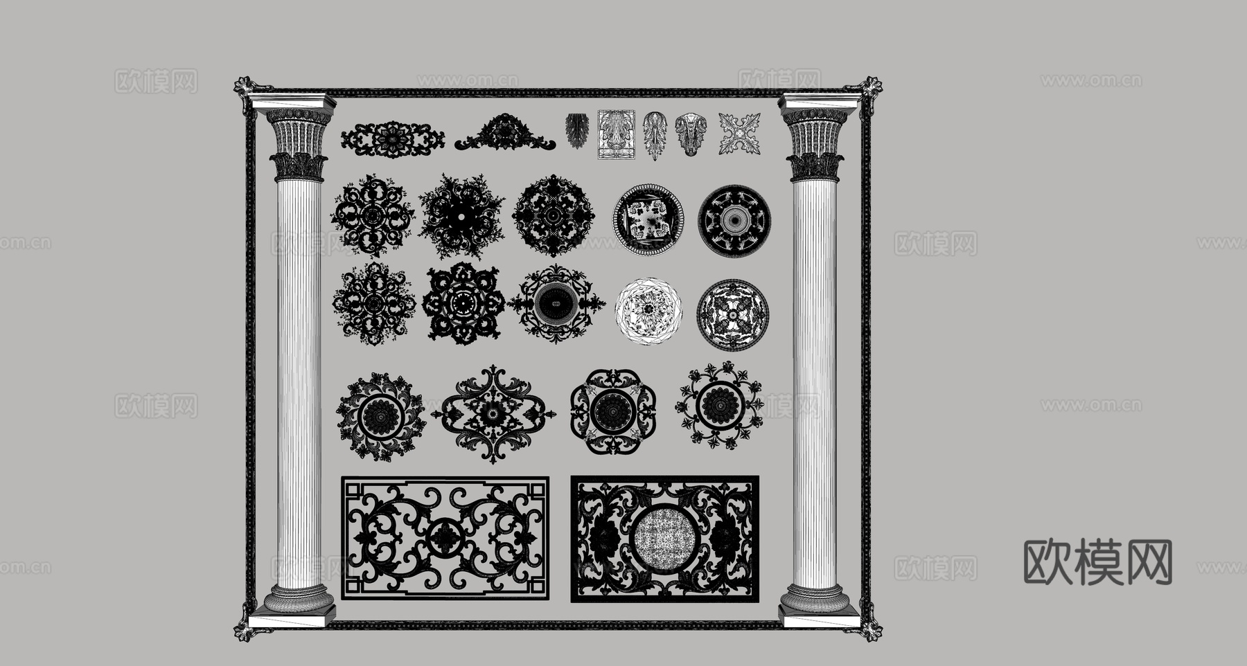 欧式构件su模型