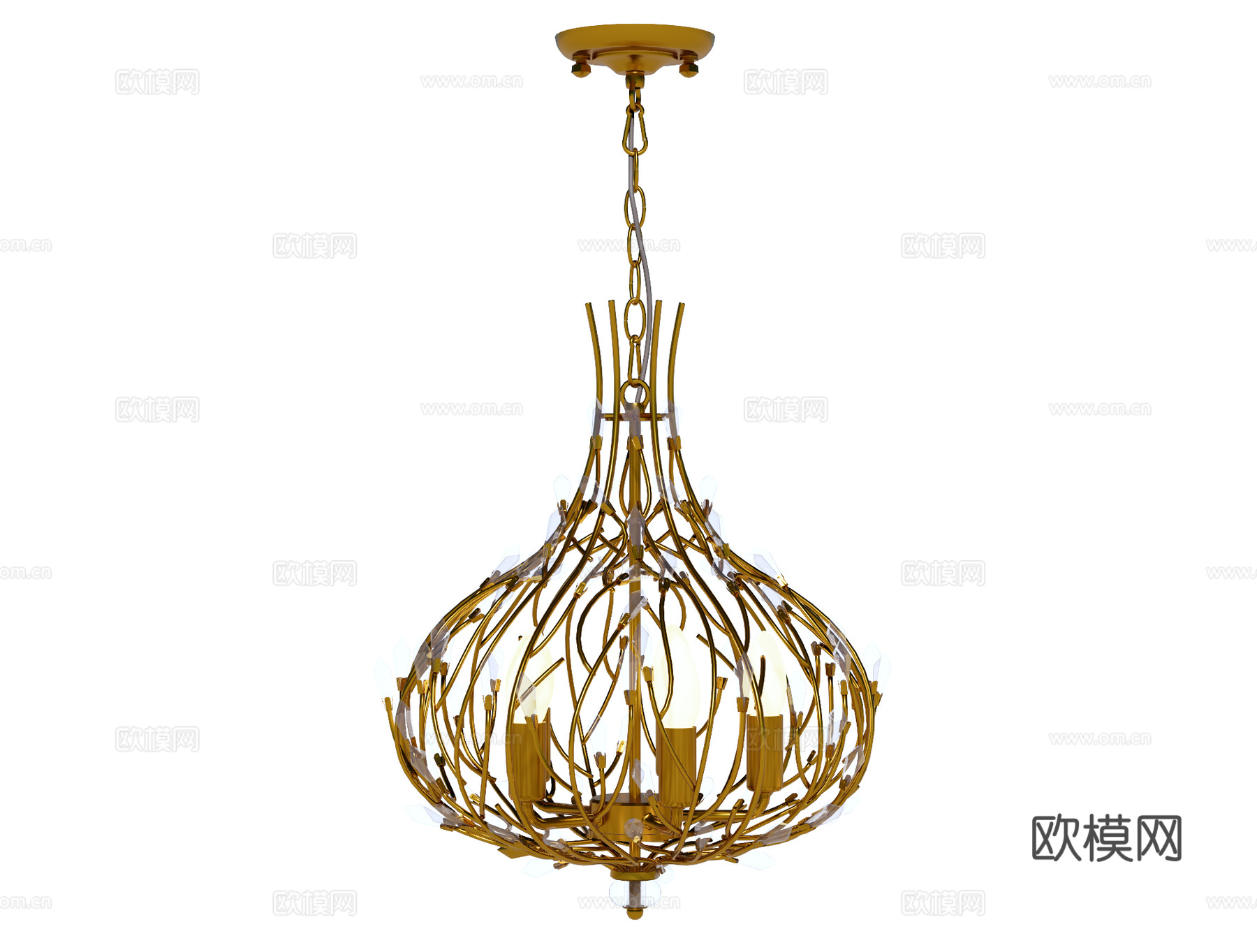 吊灯 水晶吊灯 金属吊灯 装饰灯具su模型下载（渲染图1）