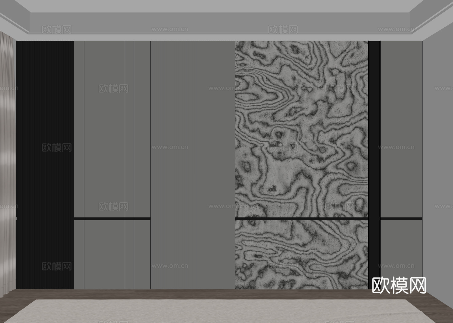 现代意式背景墙 电视沙发背景墙su模型