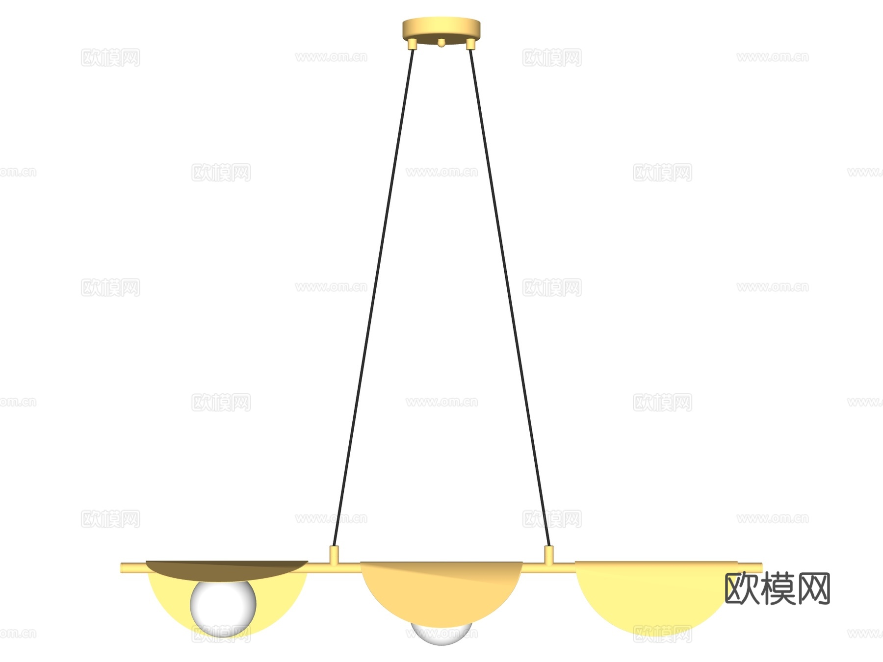吊灯 金属吊灯 装饰灯具su模型下载（渲染图2）
