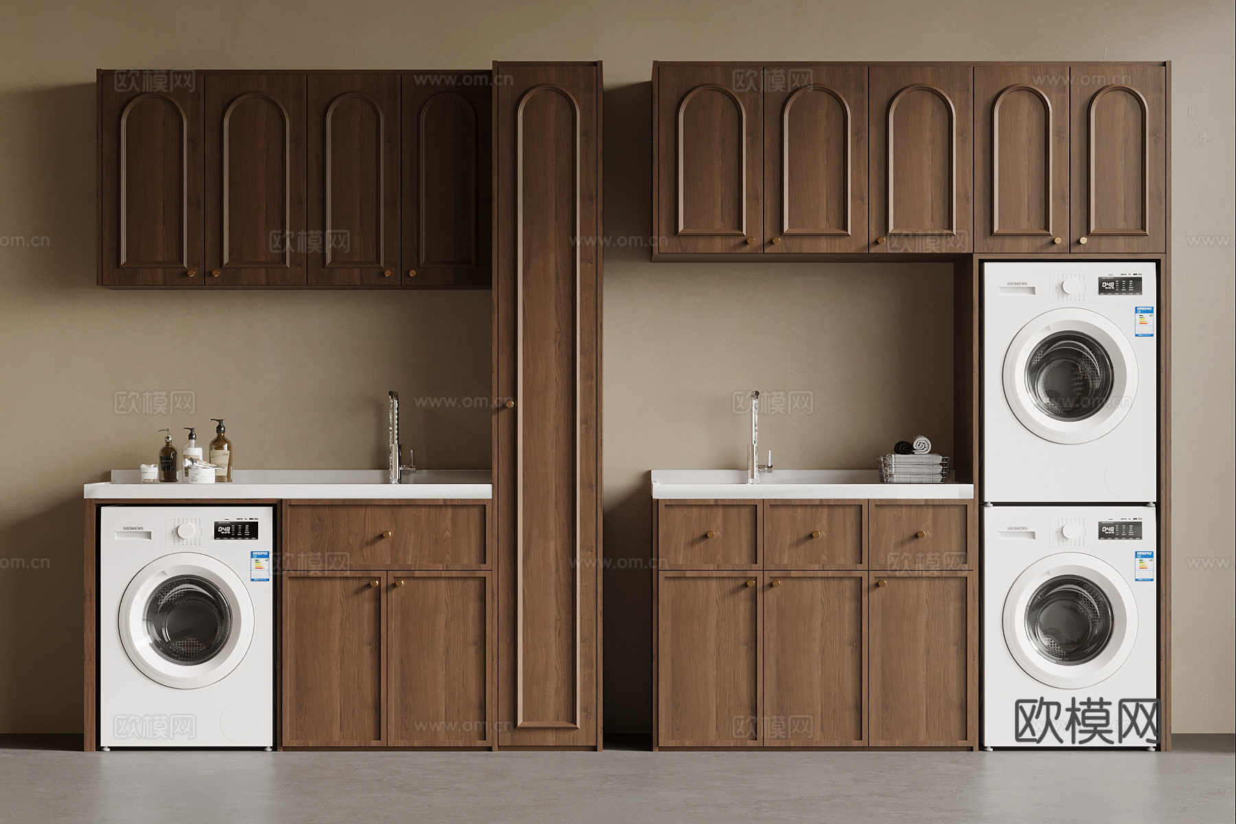 中古风洗衣机柜 阳台柜su模型