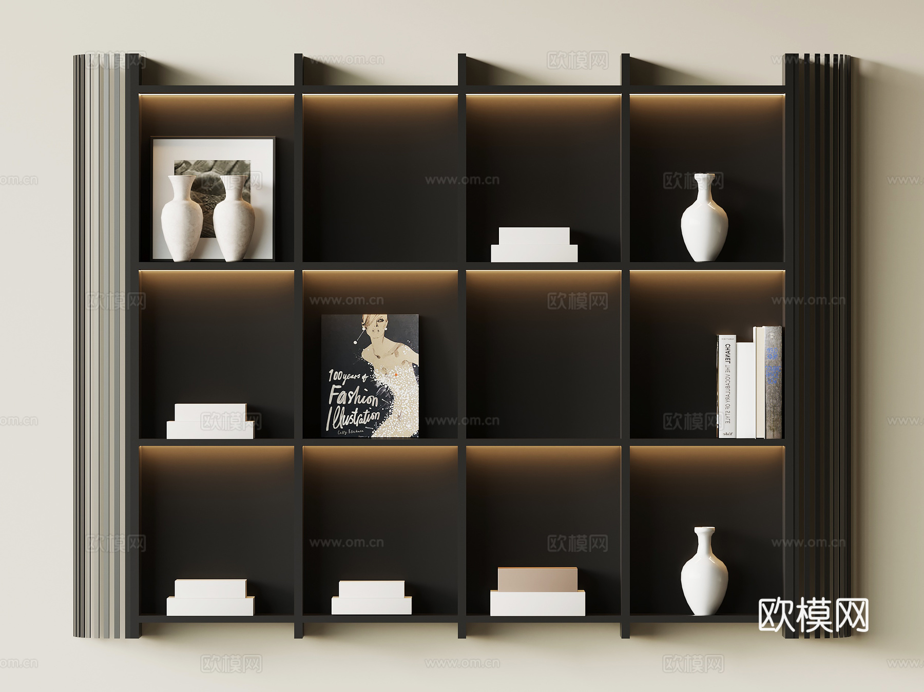 现代意式置物架 书架su模型