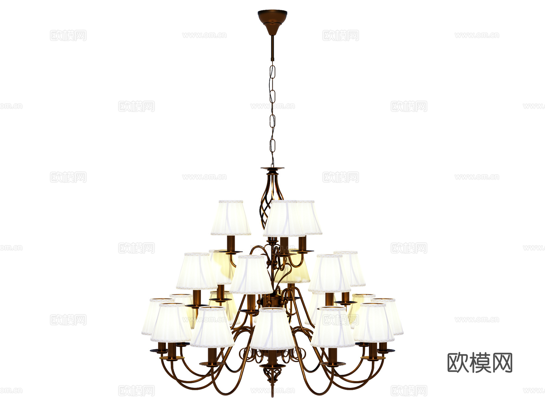 吊灯 金属吊灯 装饰灯具su模型下载（渲染图1）