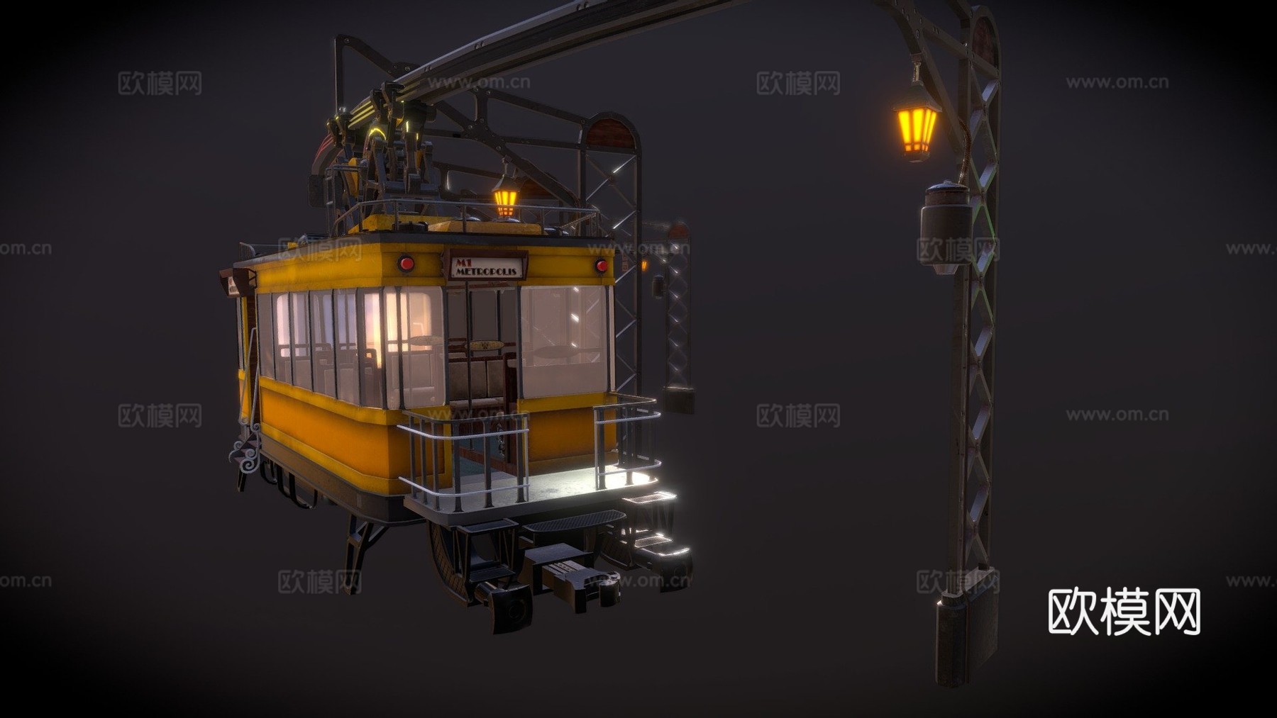 蒸汽朋克火车3d模型下载（渲染图1）