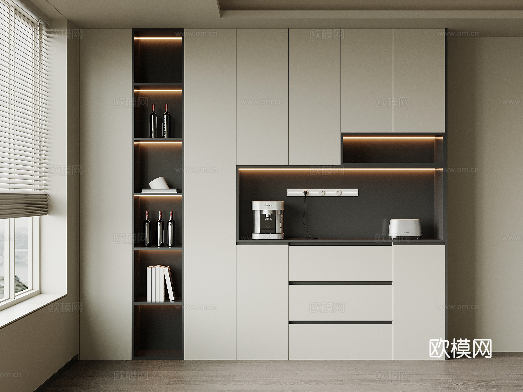 现代备餐柜su模型