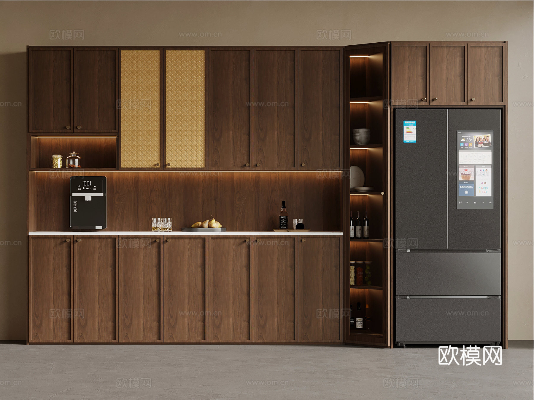 中古风酒柜 餐边柜su模型