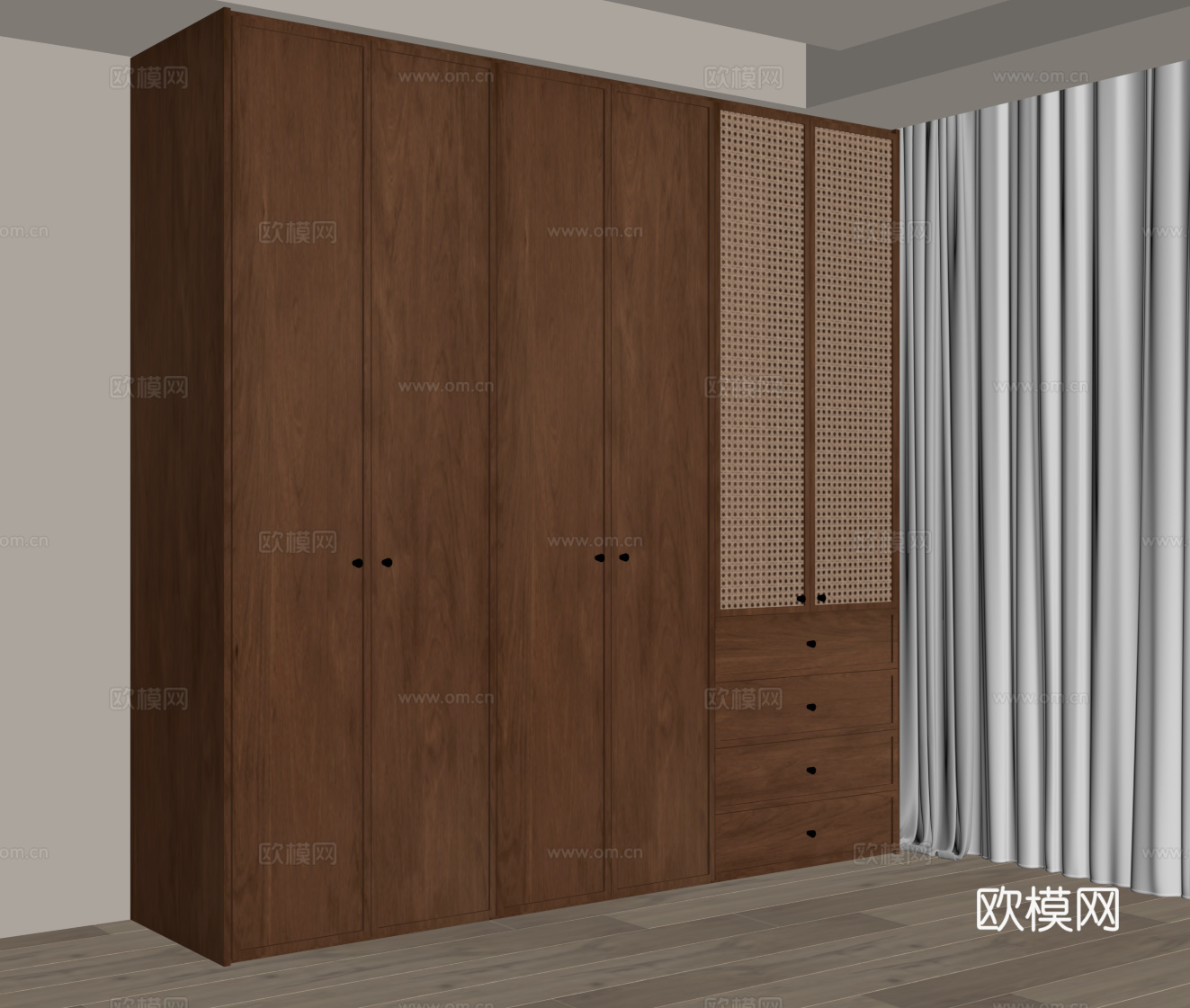 中古风衣柜su模型