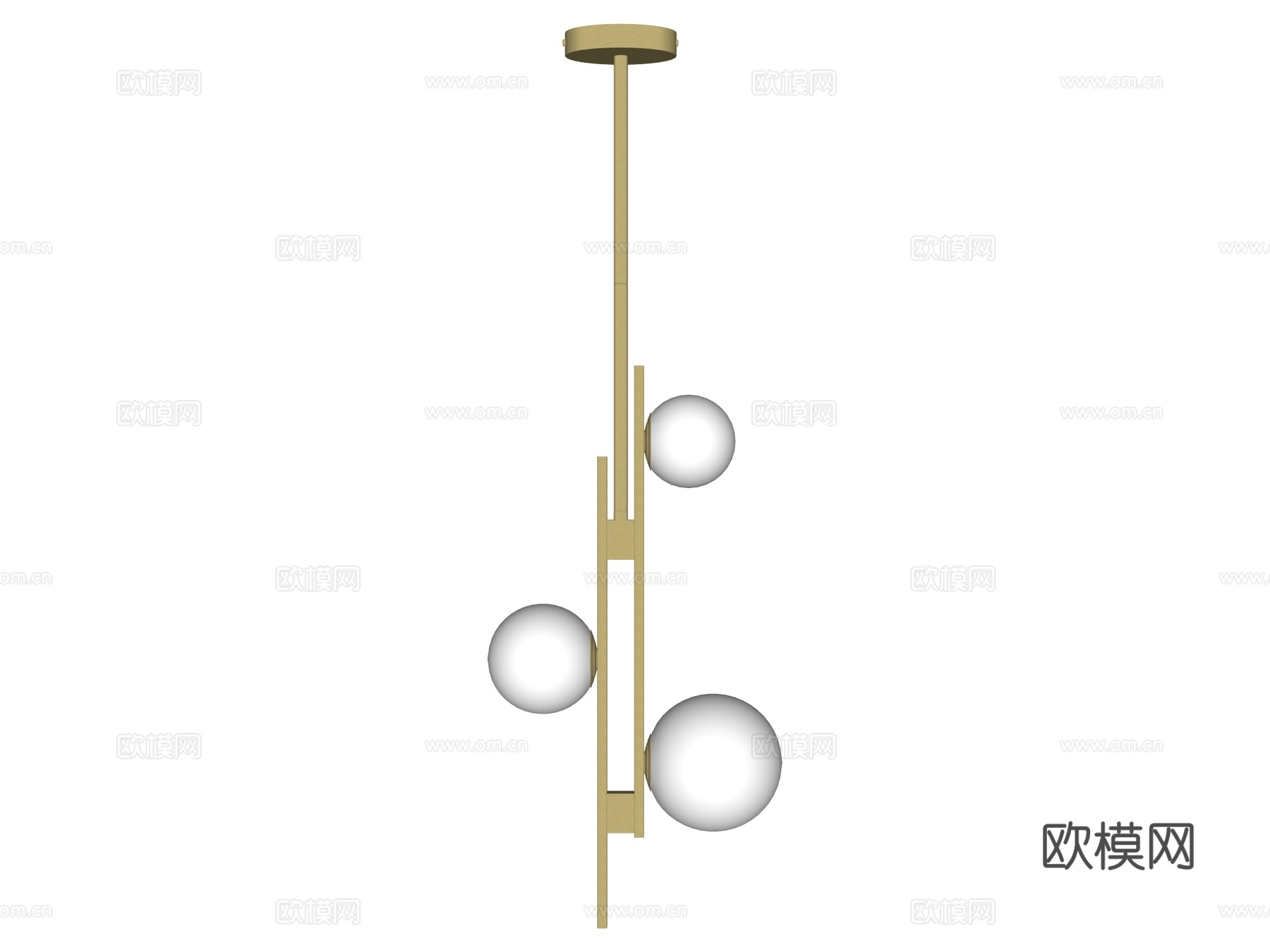 吊灯 金属吊灯 装饰灯具su模型下载（渲染图2）