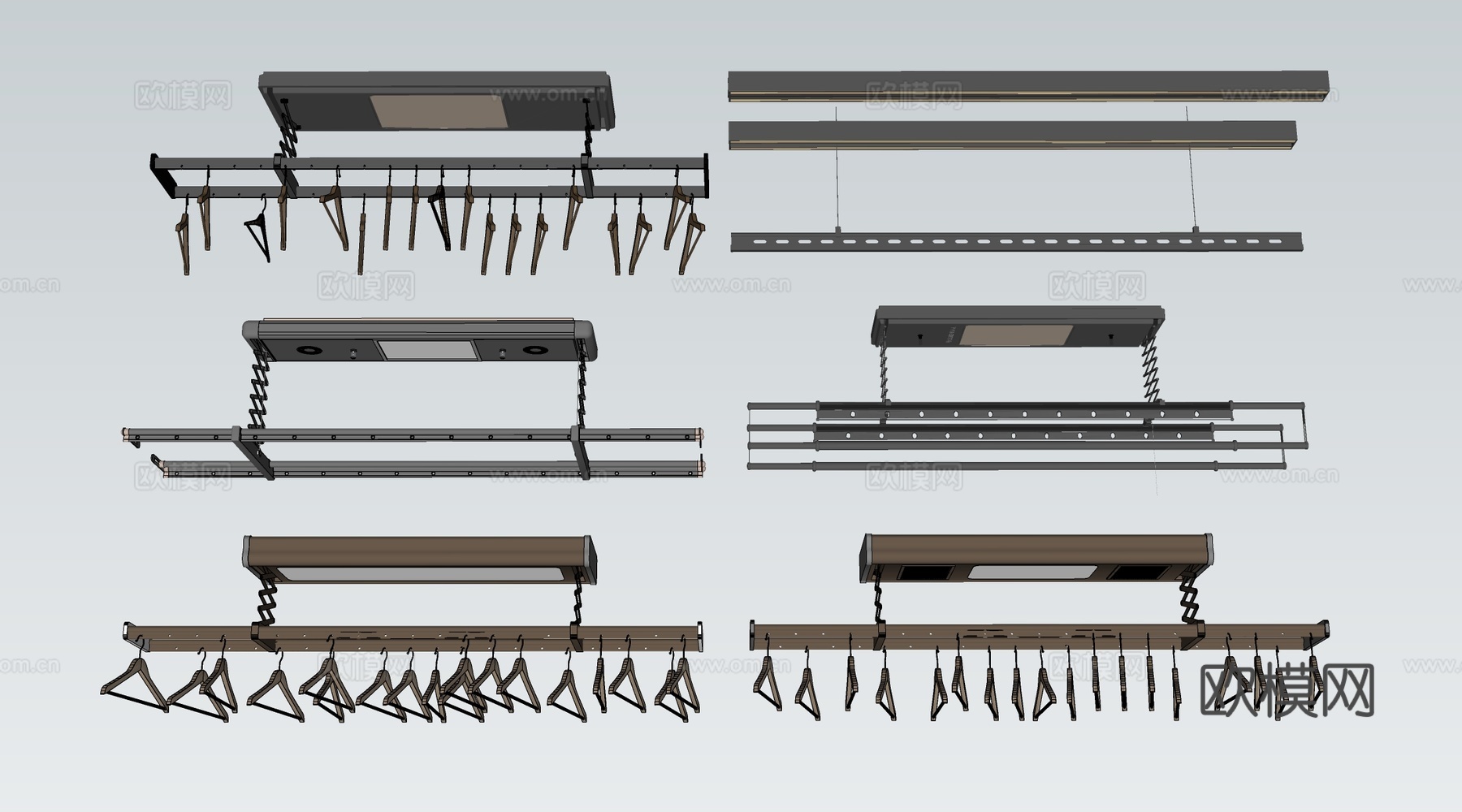 现代电动晾衣架 折叠晾衣架su模型
