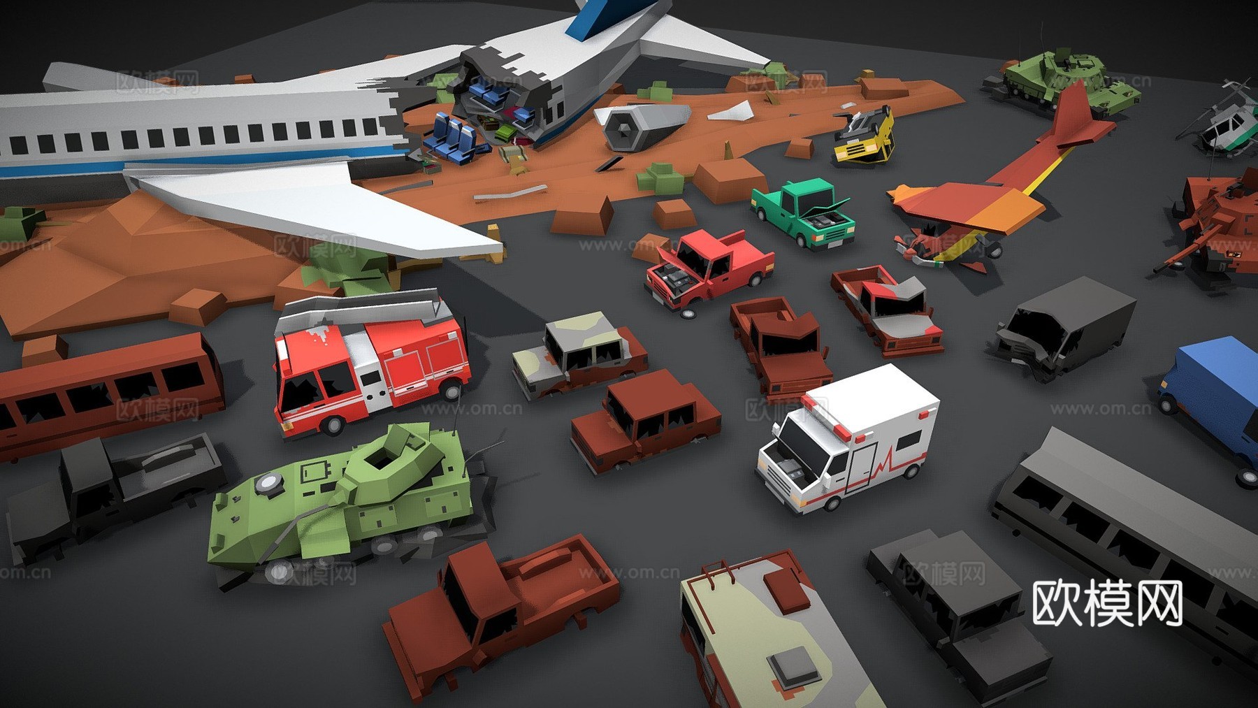 简易末世  受损车辆3d模型下载（渲染图1）