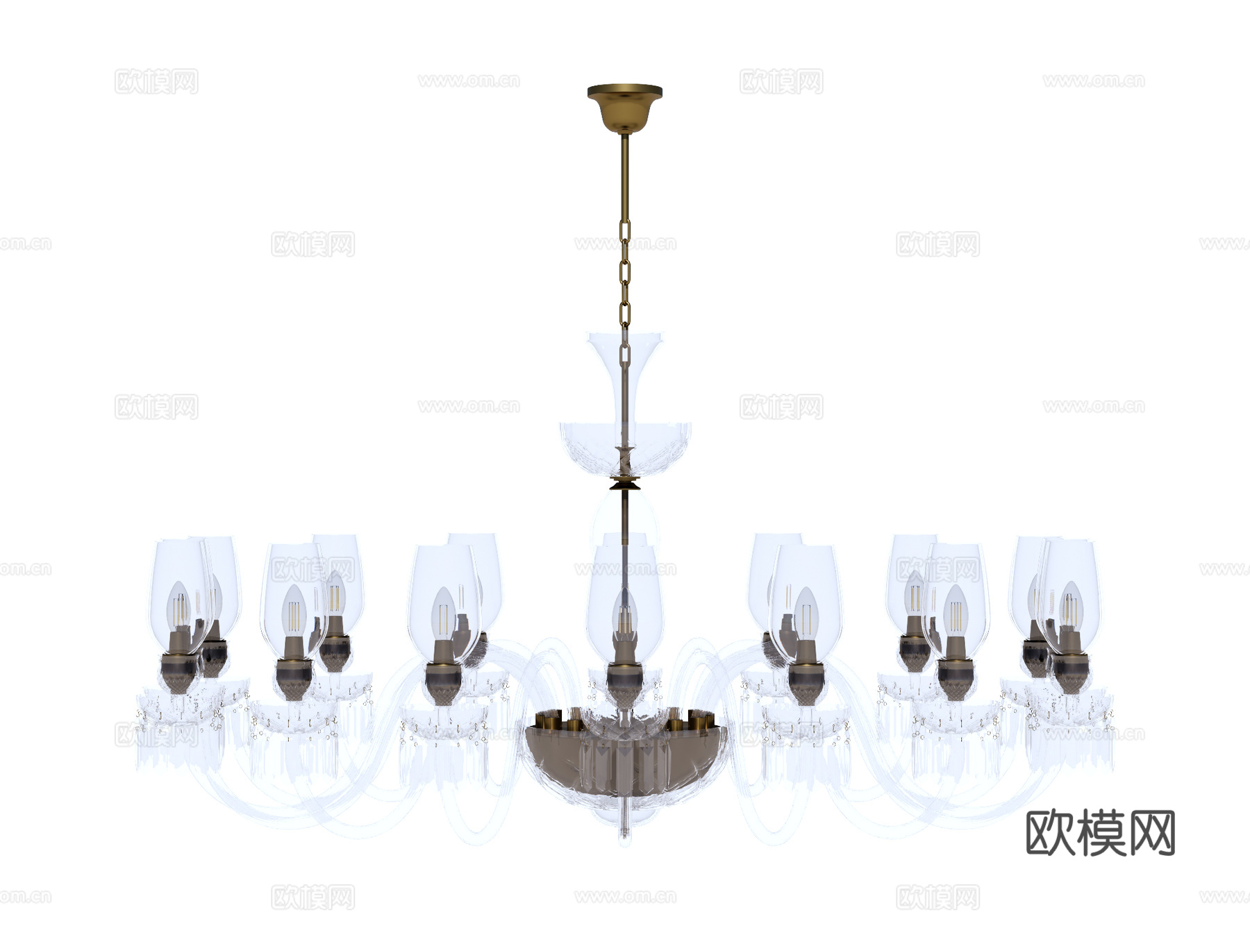 吊灯 水晶吊灯 金属吊灯 装饰灯具su模型下载（渲染图1）