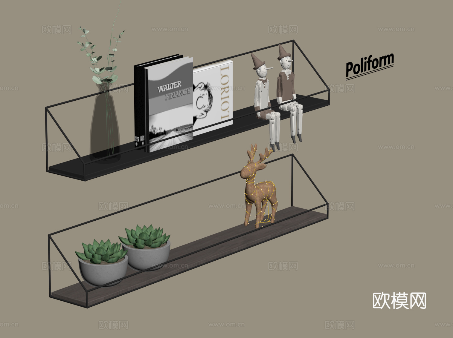 现代置物架su模型