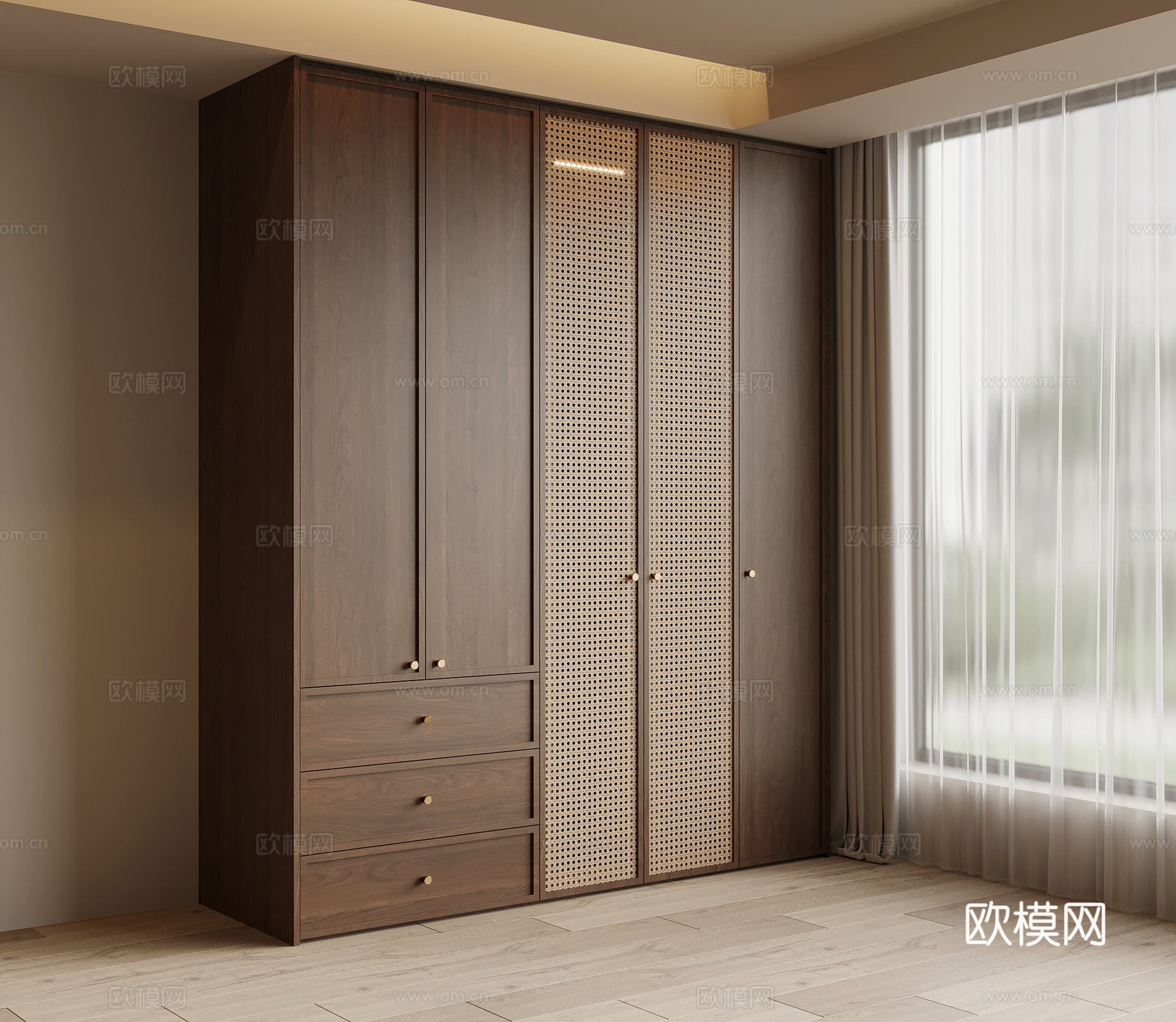 中古风衣柜su模型