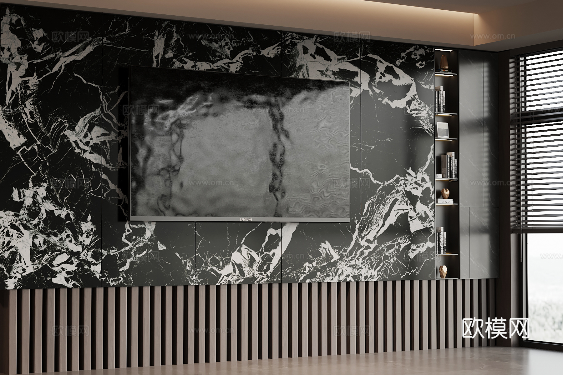 现代意式背景墙 电视背景墙su模型