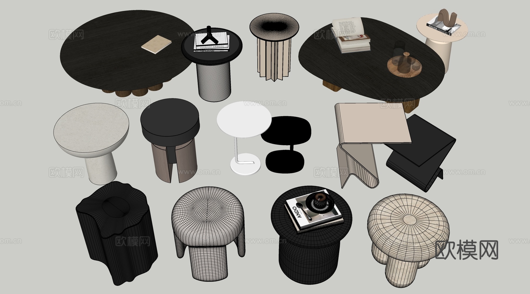 现代茶几 客厅茶几su模型