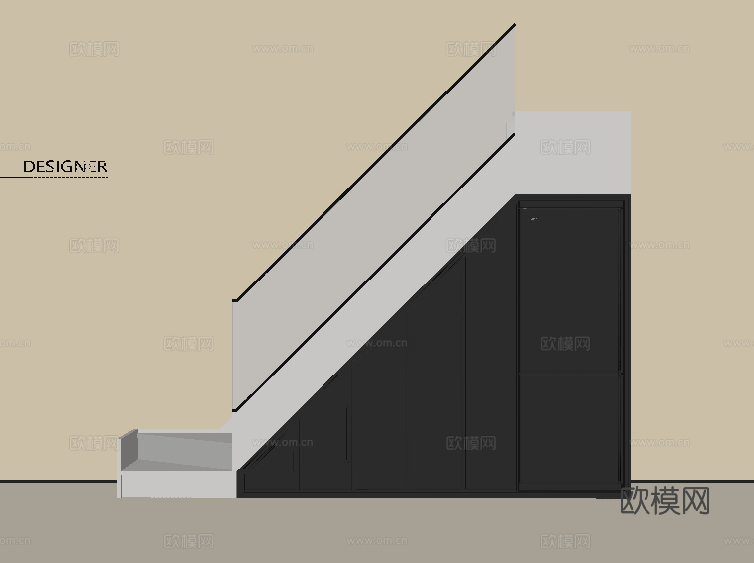 现代楼梯柜su模型