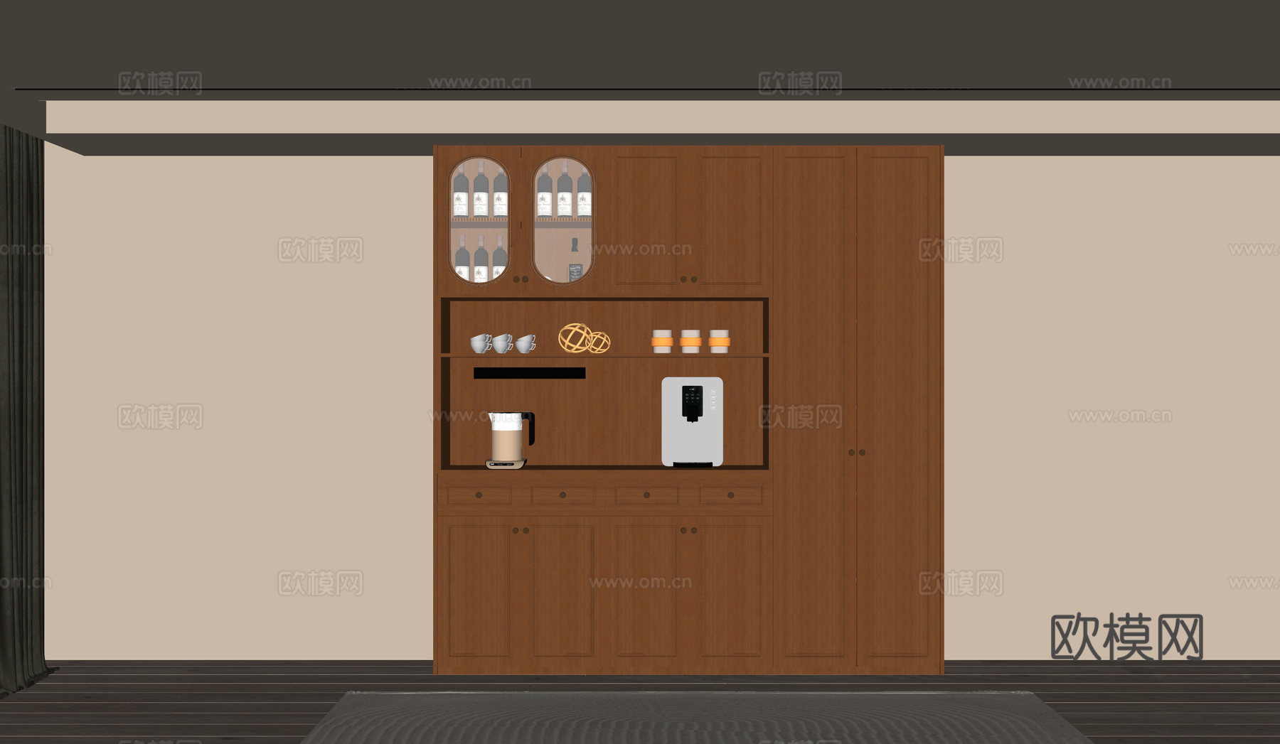 中古风沙发茶几组合su模型